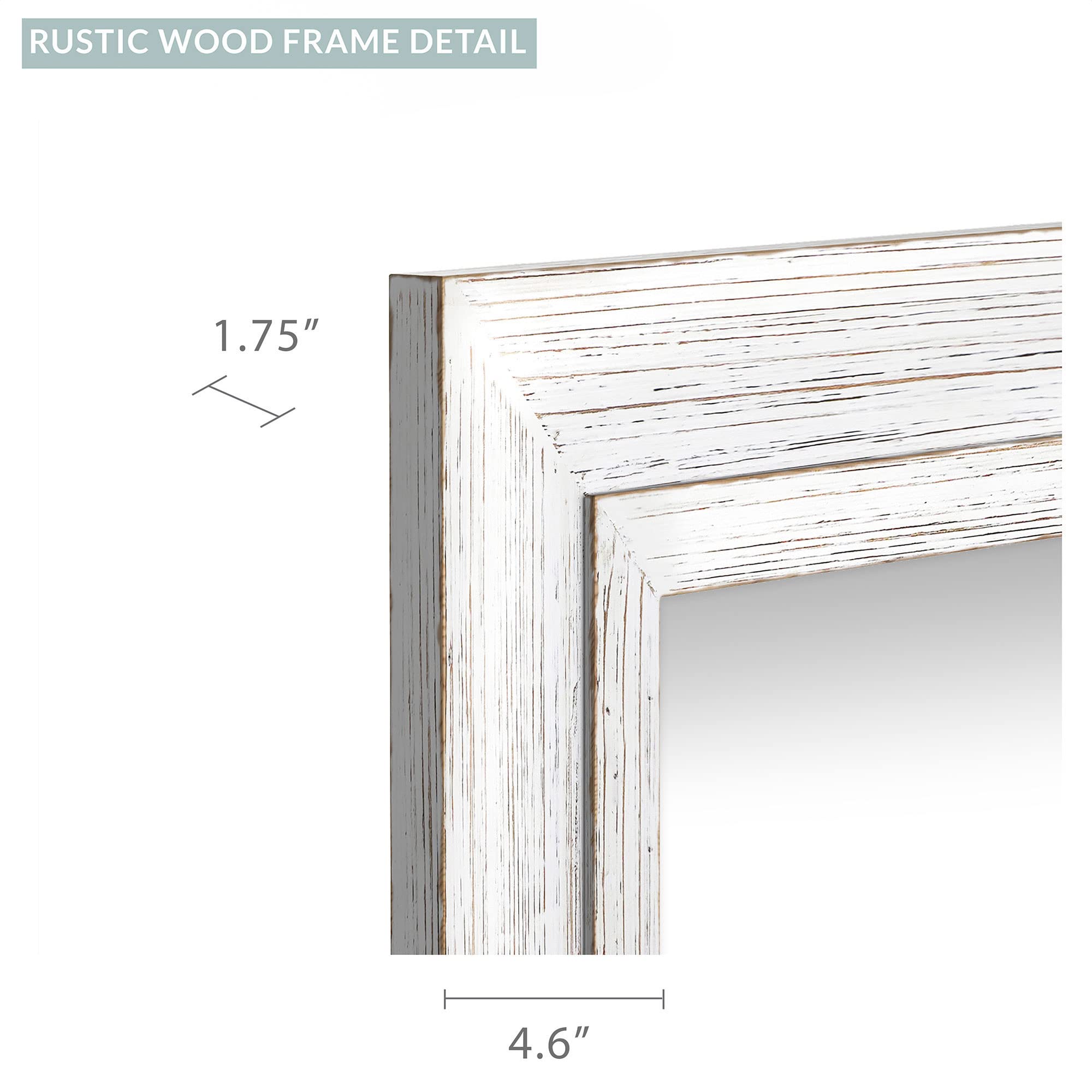 Barnyard Designs 24x32 Whitewashed Wood Farmhouse Wall Mirror, Wooden