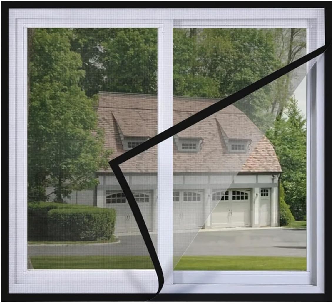 DIY Washable Mosquito Net - Self-Adhesive Insect Screen for Windows and Doors, Suitable for Living Room,GreyBlack-100x200cm