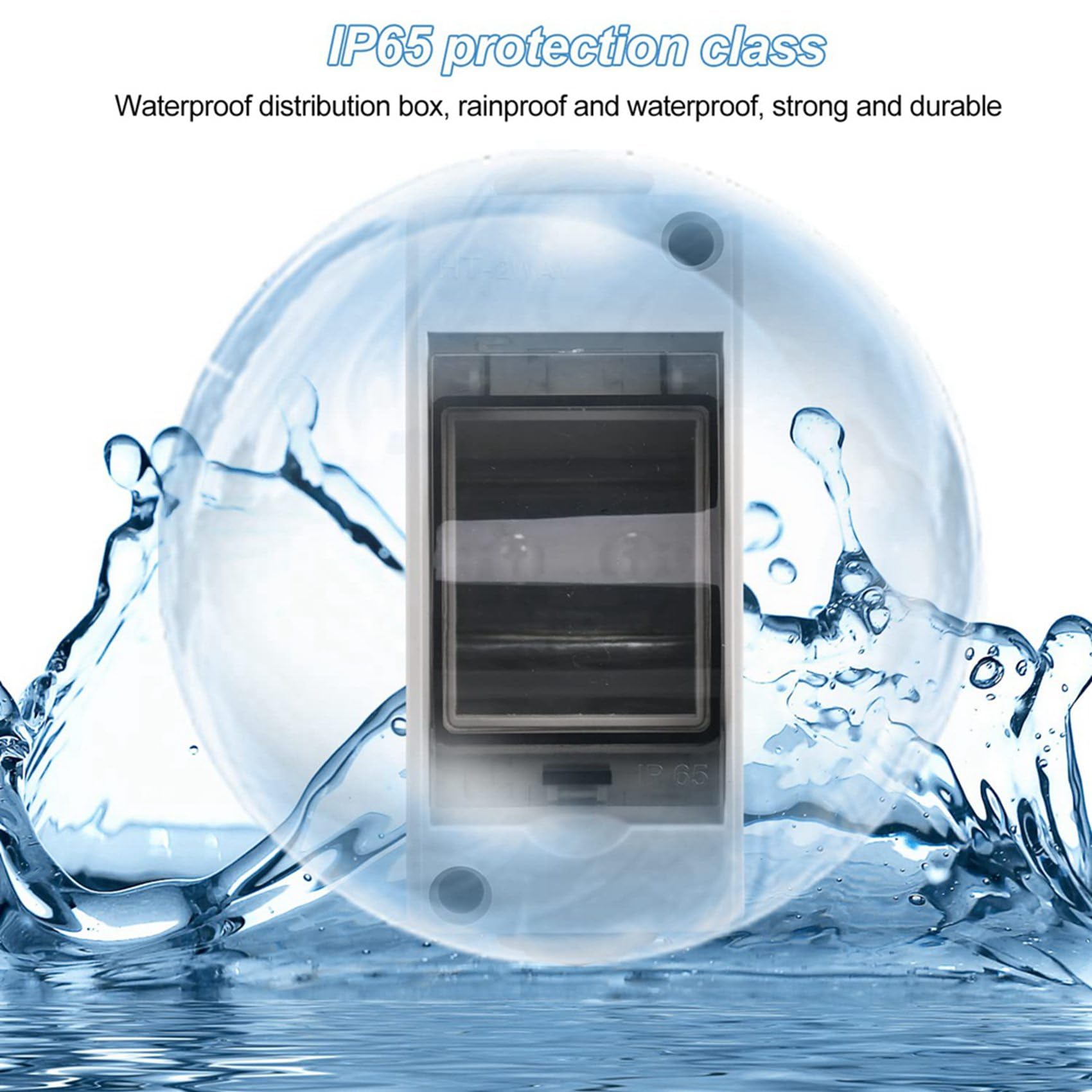 Caja de distribución de 2 vías con cubierta impermeable IP65 y