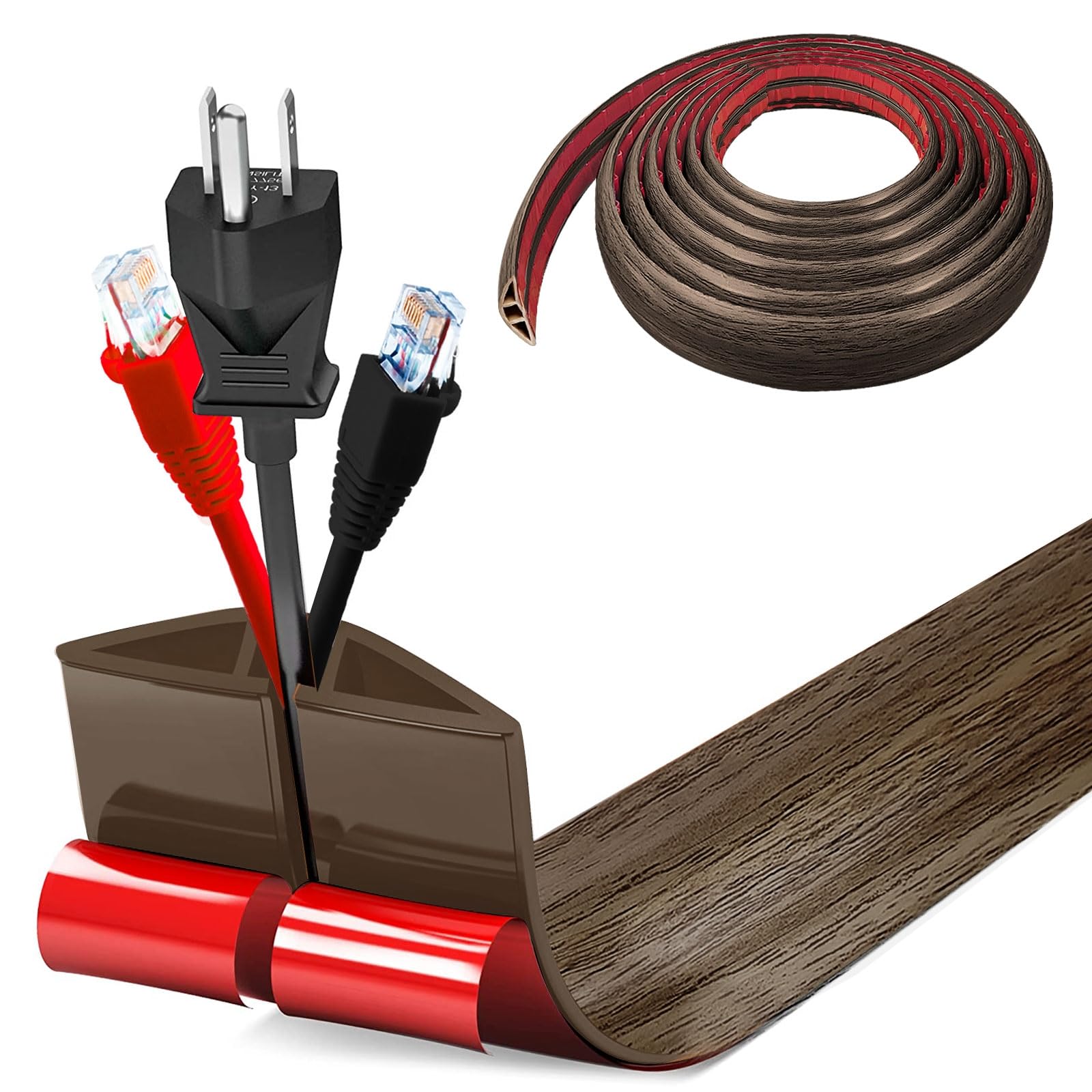 Pasacables Suelo, Canaleta Cables Suelo, 3.0M x 3cm Protector de Cables para Suelo, Cubiertas de Suelo para Cables Autoadhesiva Montaje para Todos los Hogar, Oficina, Escuela, Almacén(Gris-Redondeado) — view 55