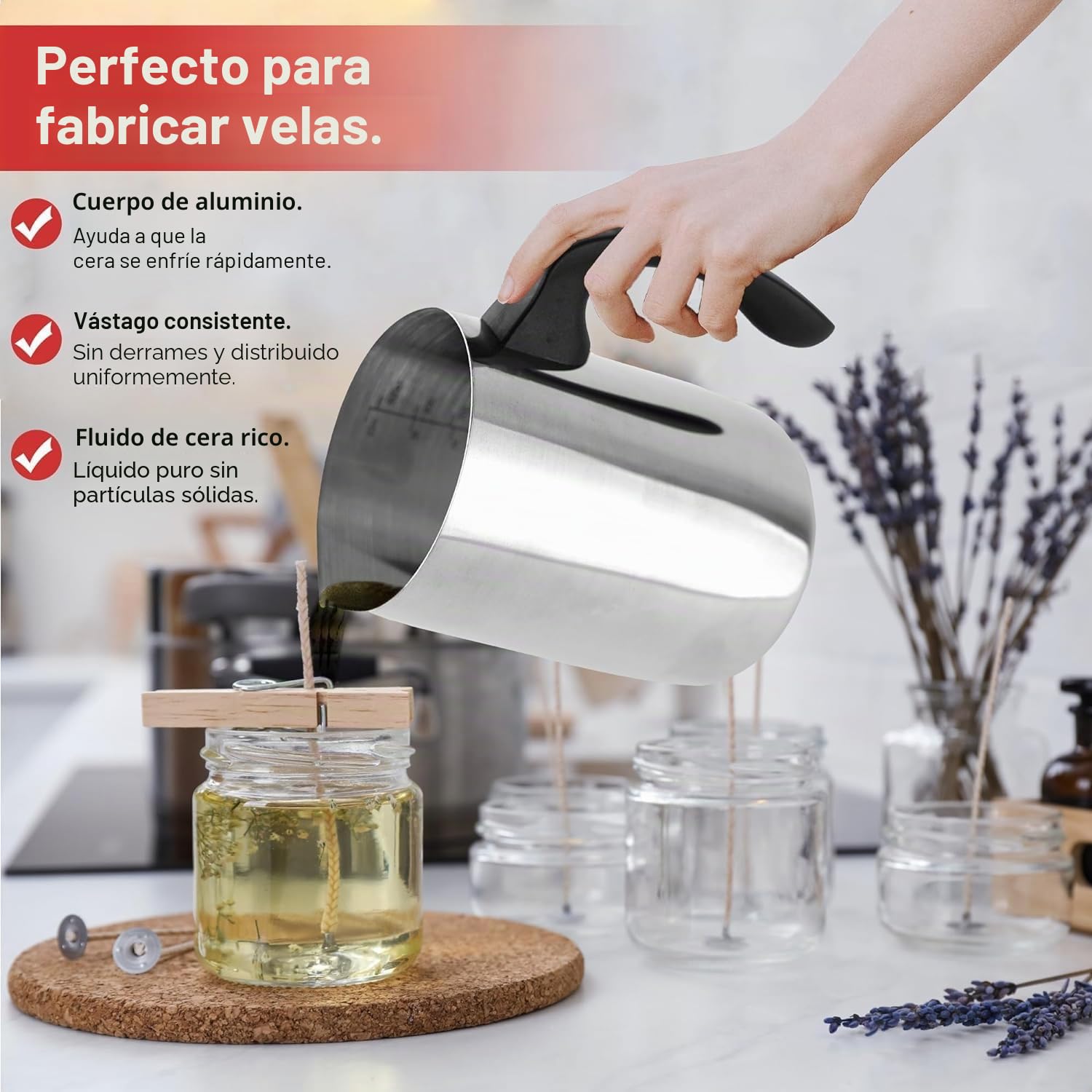 Aslanka Olla para derretir universal de acero inoxidable, baño maría de 900 ml/32 oz, acero inoxidable 304 con mango resistente al calor y pico vertedor sin goteo