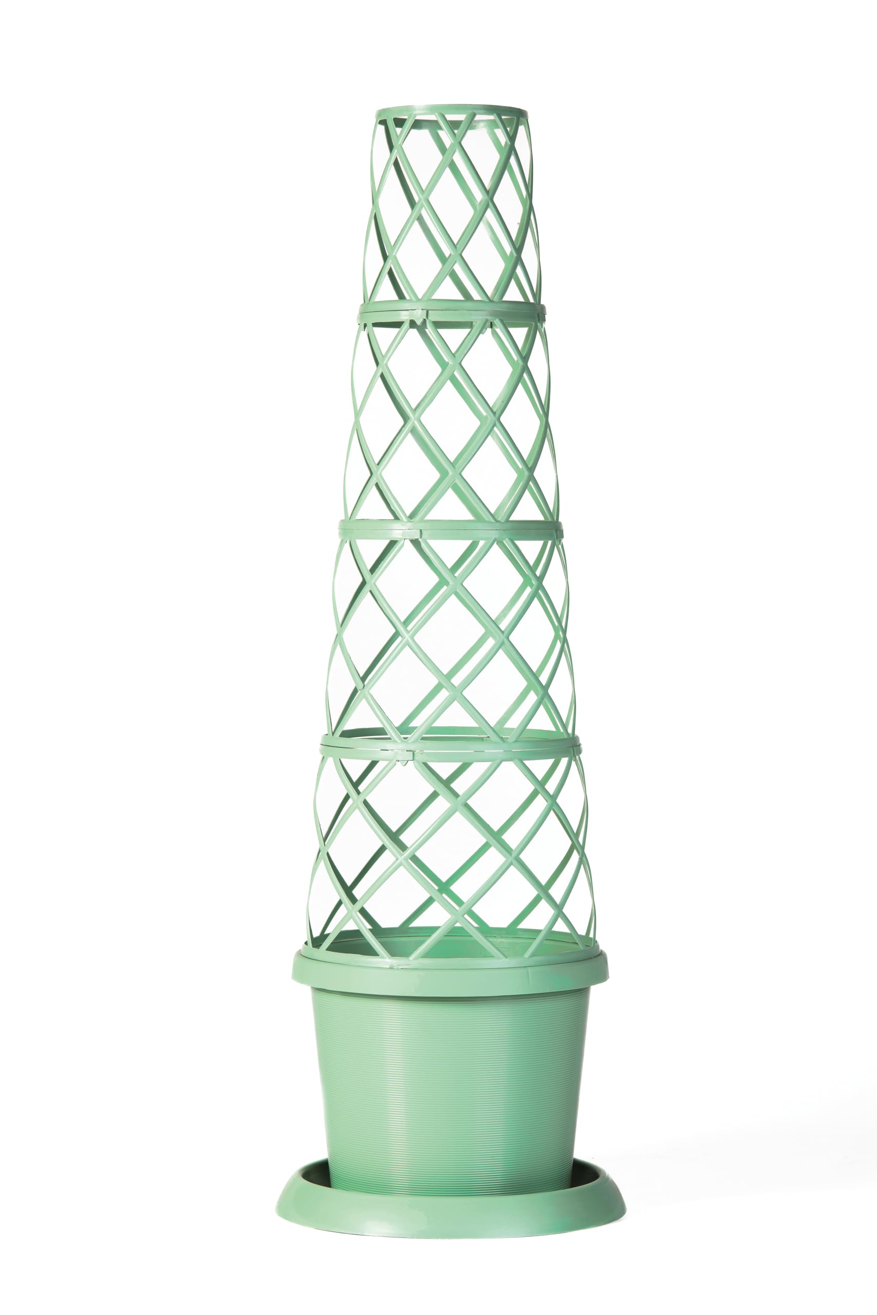 Garden Gear Tower Pot Garden Planter Trellis & Saucer Outdoors Pistachio Green X 1 from B&Q