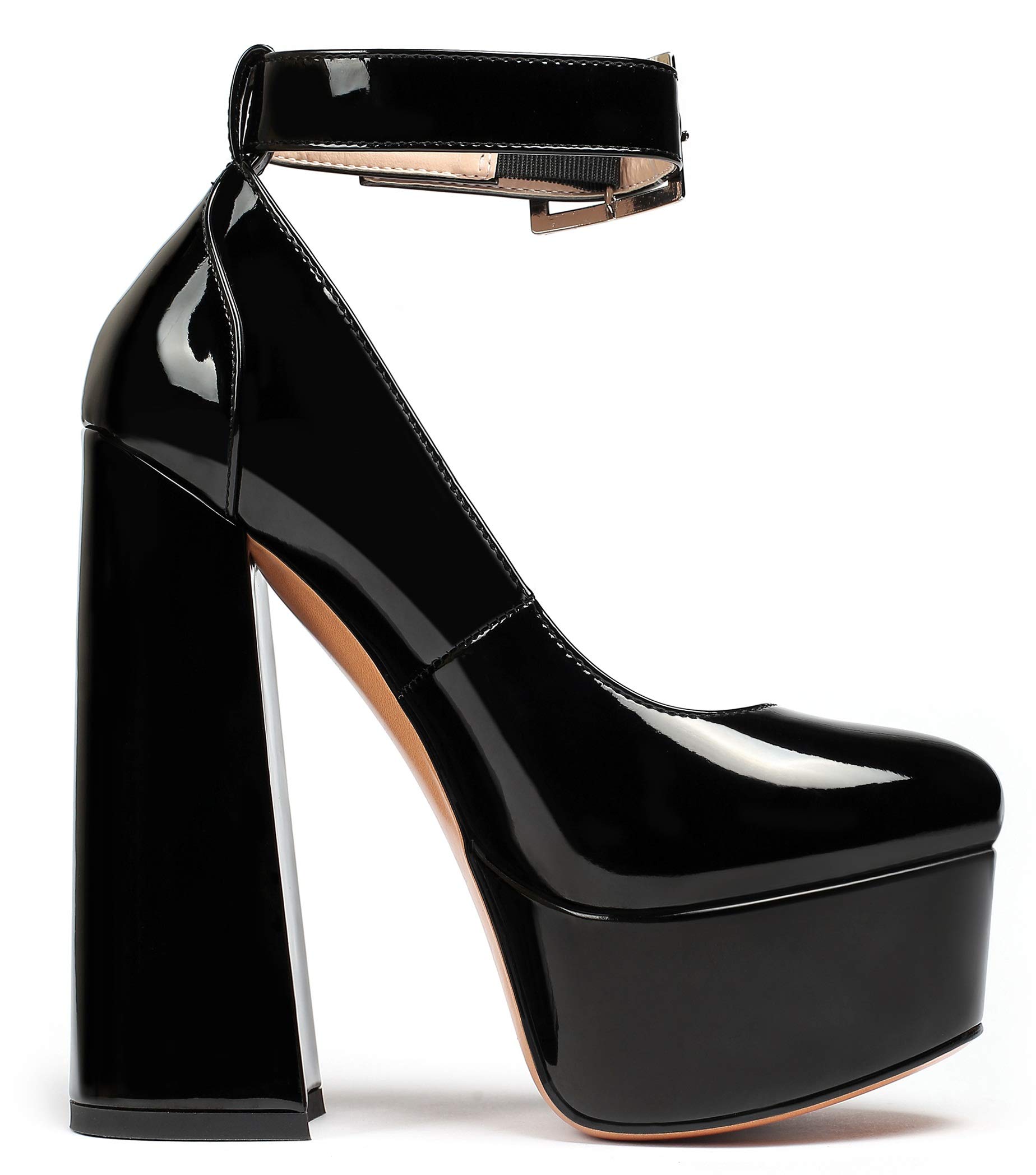 elashe-Scarpe da Donna - 16CM Scarpe col Tacco Blocco Alto- Cinturino alla Caviglia- Scarpe con Plateau