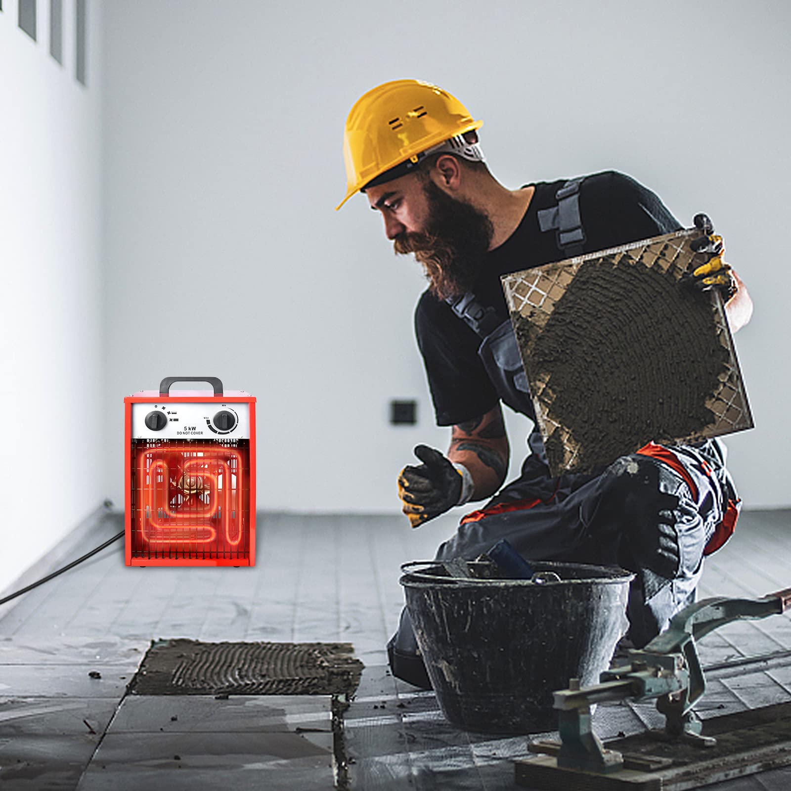 LARS360 Termoventilatore elettrico a risparmio energetico 5000 Watt – Riscaldamento industriale professionale con 3 livelli di riscaldamento, riscaldatore elettrico per uso interno ed esterno