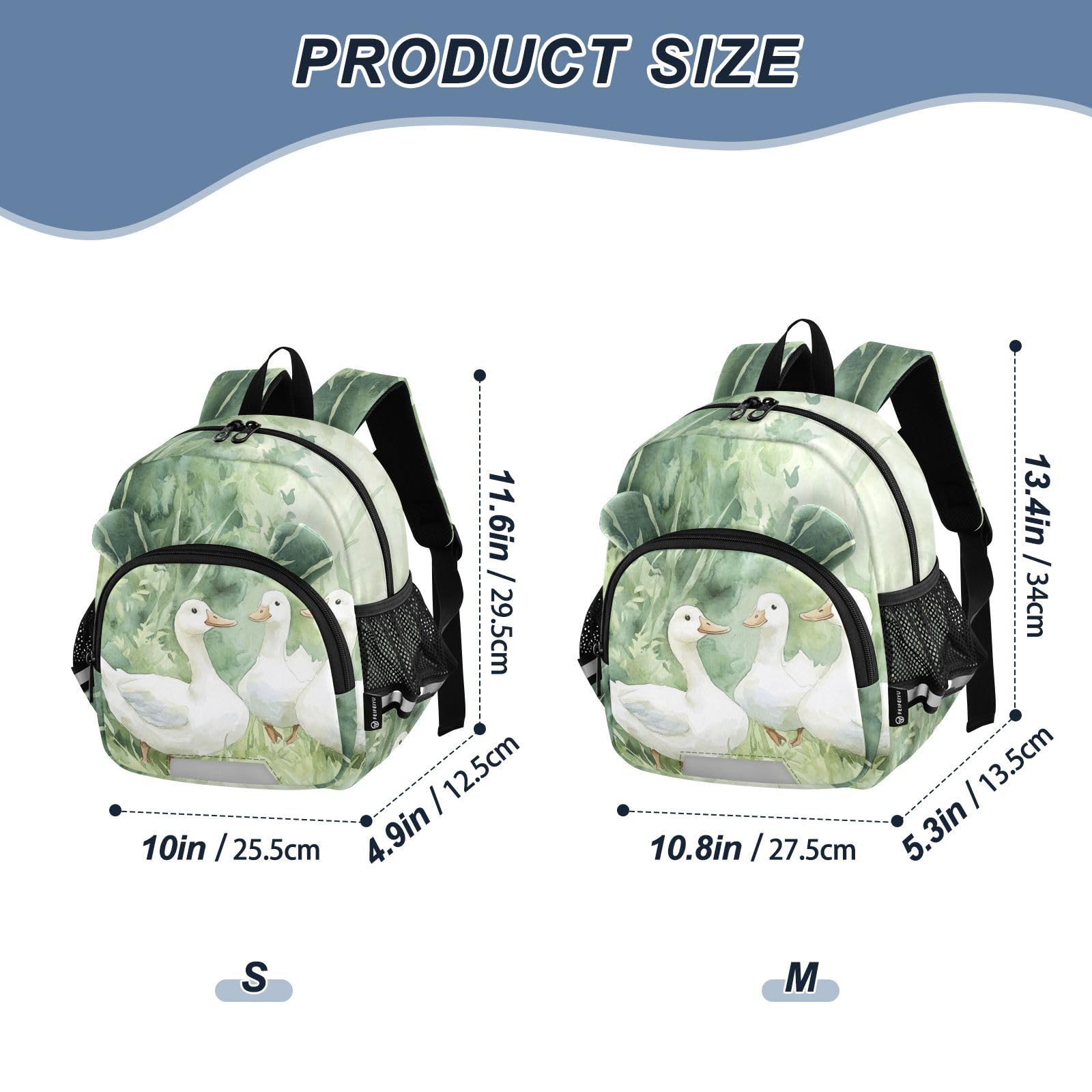 Watercolor Duck Grass Toddler Harness Backpack for Boys Girls 3-6 Years Kids Backpack with Anti Lost Safety Leash Child Leash Backpack for Travel Walking Preschool