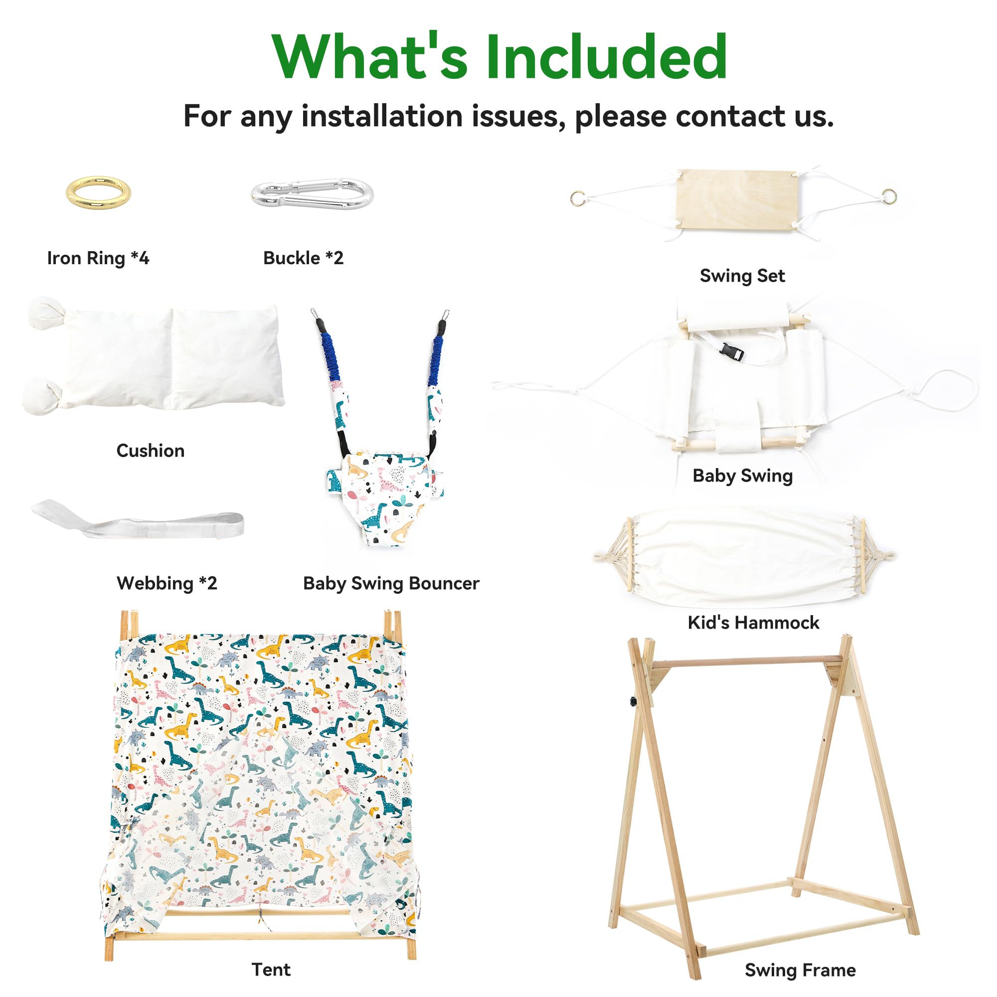 Ensemble balançoire pliable 5 en 1 pour bébé et enfant avec support, balançoire classique, balançoire, pull, hamac, tente de jeu pour enfants de 3 ans et plus