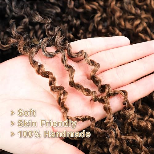 Miniatura 5 de SOKU Pelo de ganchillo Passion Twist de 20 pulgadas, 8 paquetes de cabello de ganchillo senegalés trenzado estilo Yanky Twist ombré, marrón miel,