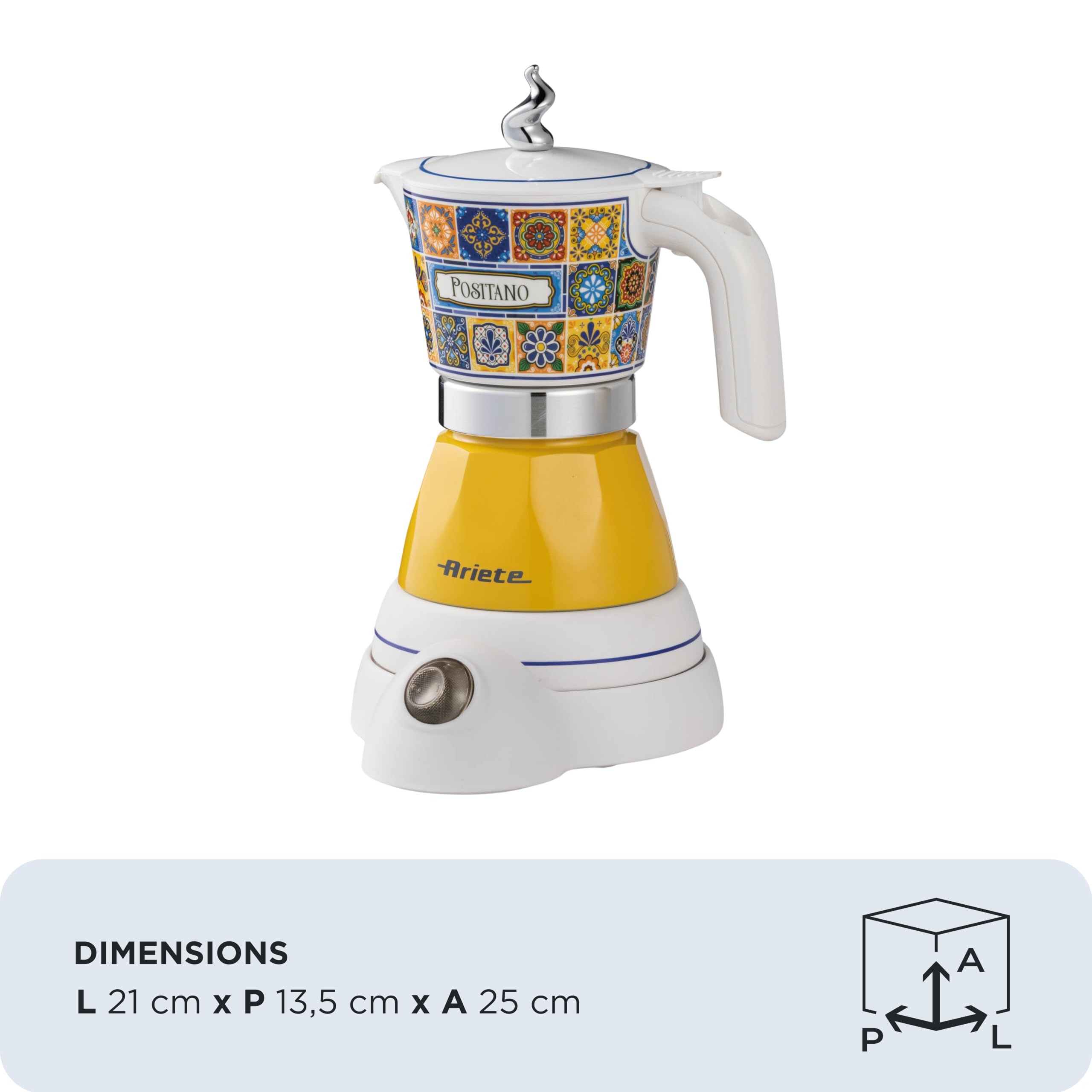 Ariete 1358/1P Espressokocher Aroma Positano, elektrisch, 400 W, 2/4 Tassen, kabellos, automatische Abschaltung, Temperaturerhaltung