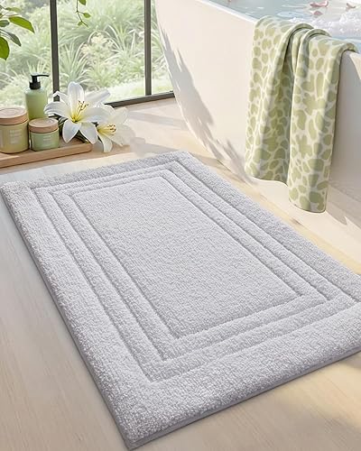 Miniatura 11 de DEXI Alfombra de baño de 32 x 20 pulgadas, ultra suave y absorbente, tapete de baño para ducha, antideslizante, lavable, alfombra para bañera, Azul