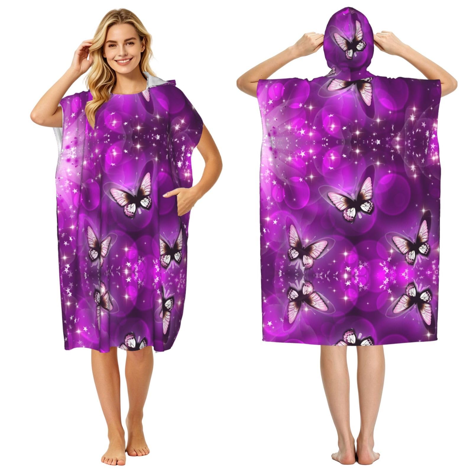 Poncho de plage adulte imprimé papillon pour vos sorties surf et piscine