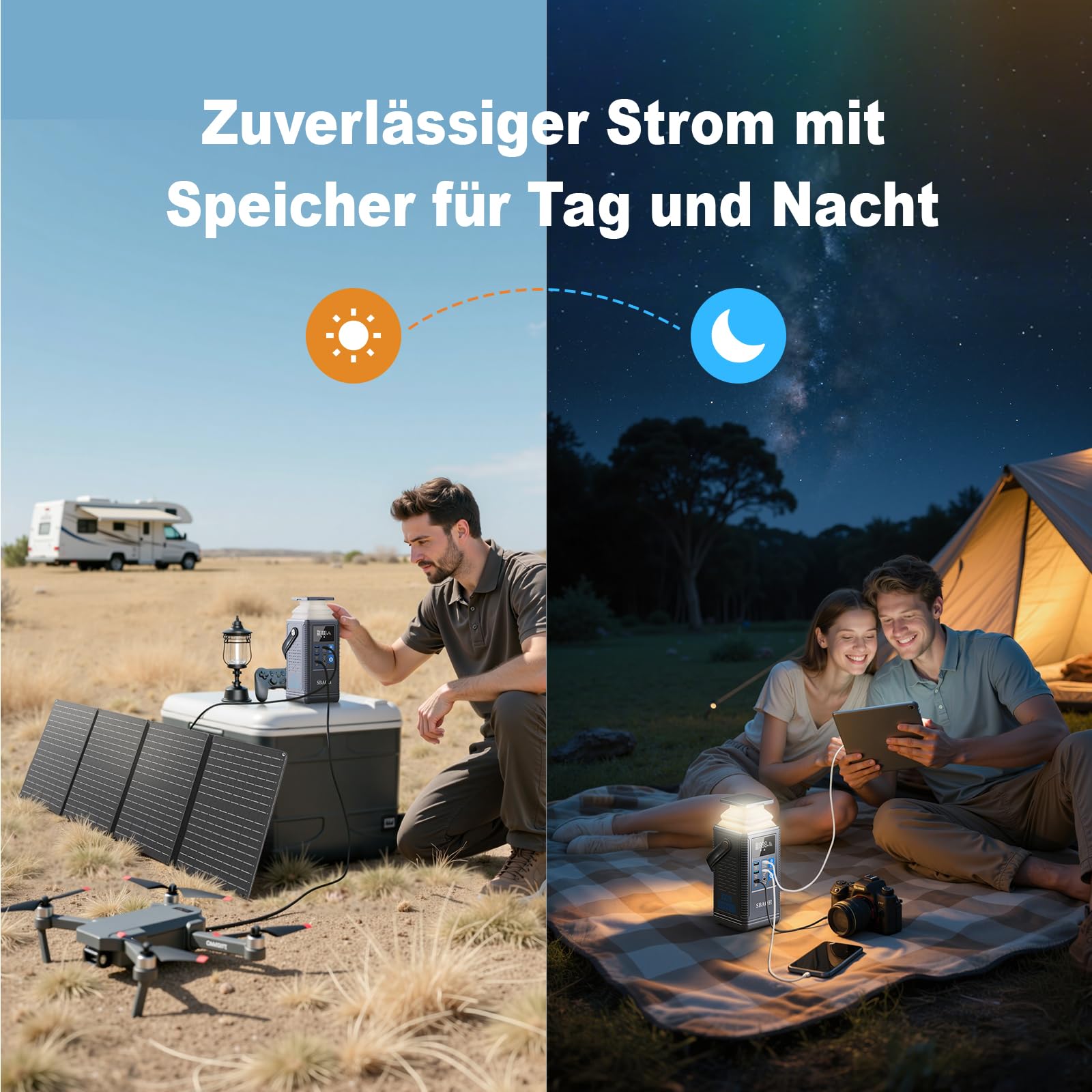 Powerbank Powerstation PD100W, SBAOH 296Wh Akku für mehrere Geräte,Solargenerator für Camping, Draußen, Reisen, Notfälle (Netzteil Nicht im Lieferumfang)