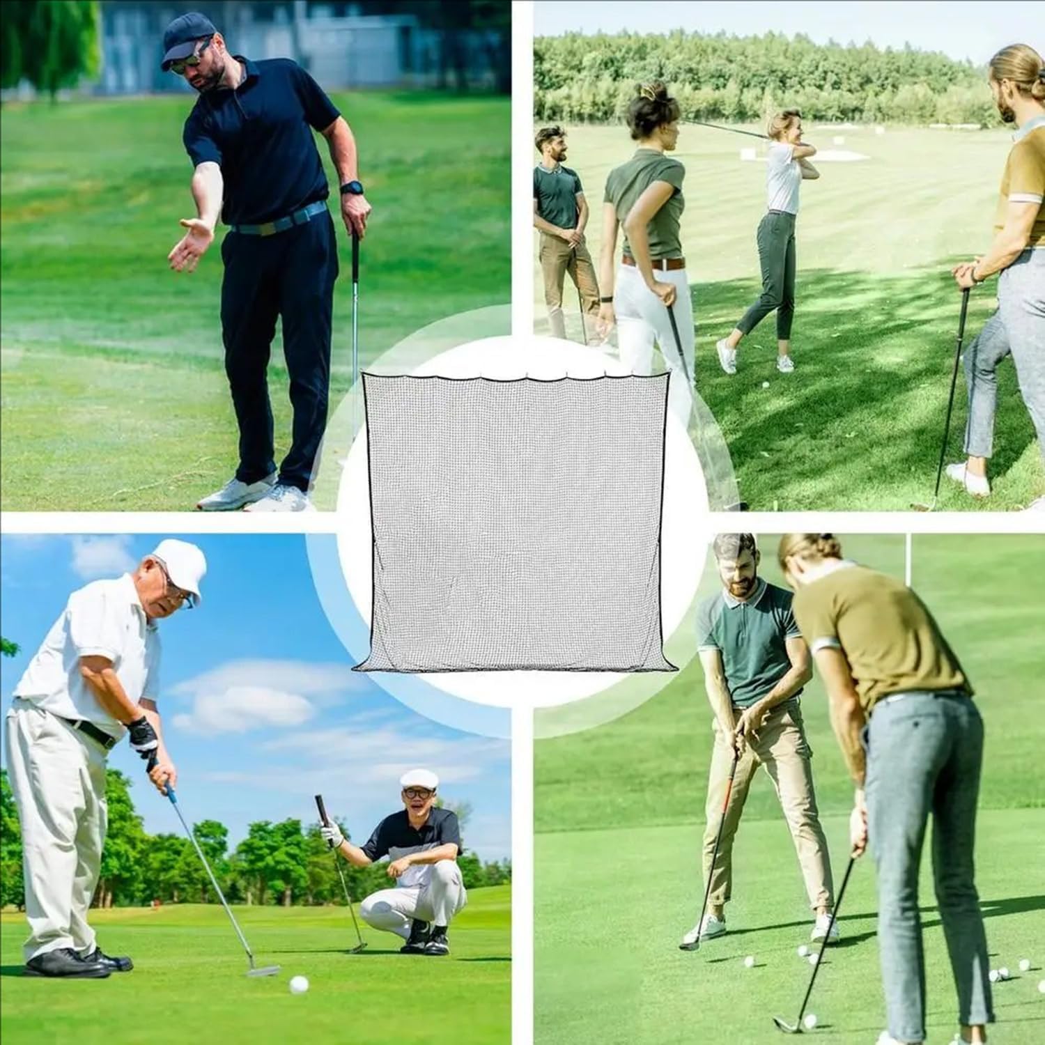Rete per Pratica di Golf,rete da calcio,3 x 3 cm di maglia quadrata,rete HDPE annodata da 3 mm,Con fibbia di sicurezza e cavo elastico,Rete da allenamento per golf,baseball,hockey,ecc.