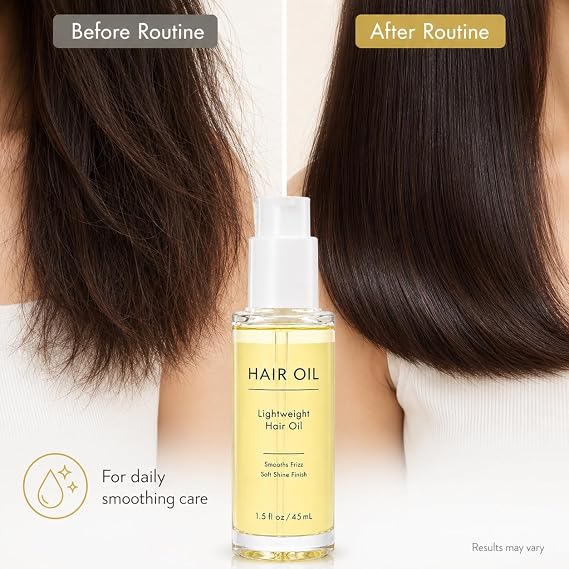 Hair Oil - Hair Heat Protectant Oil for Frizz Control - Adds Shine and Smooths Split Ends - Color Safe Formula - Paraben, Phthalate and Sulfate Free, 1.5 fl oz (1pcs-HHFJY)