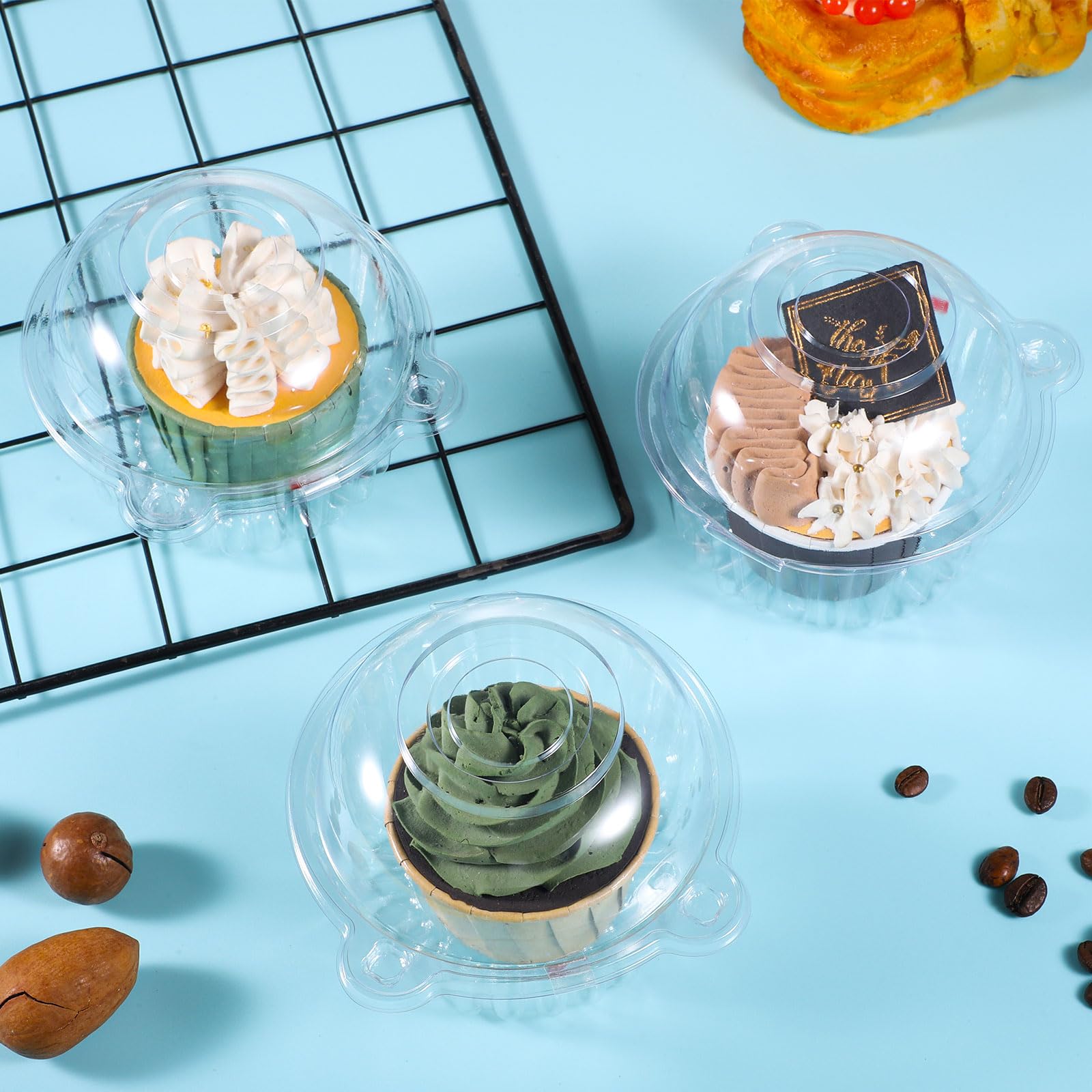 100 Scatole Porta Cupcake Con Maniglia E Finestra – Contenitori Monouso In Cartone, Ideali Per Confezioni Regalo, Effetto Sfumato - 2