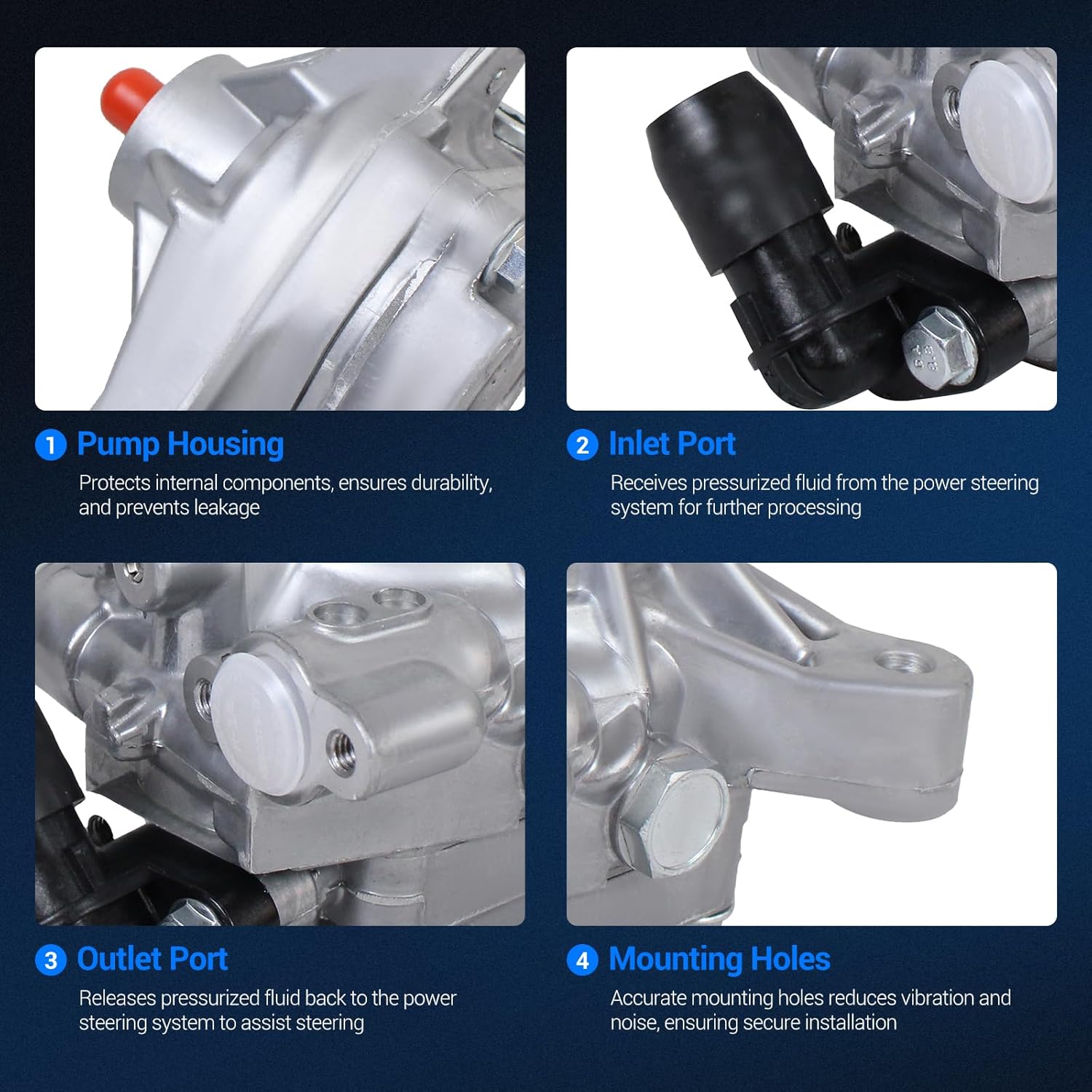 Autoround Power Steering Pump Fit for Honda Civic 1.8L L4 2006-2011, Replace# 21-5456 55-5822 56110-RNA-A01 36-215668