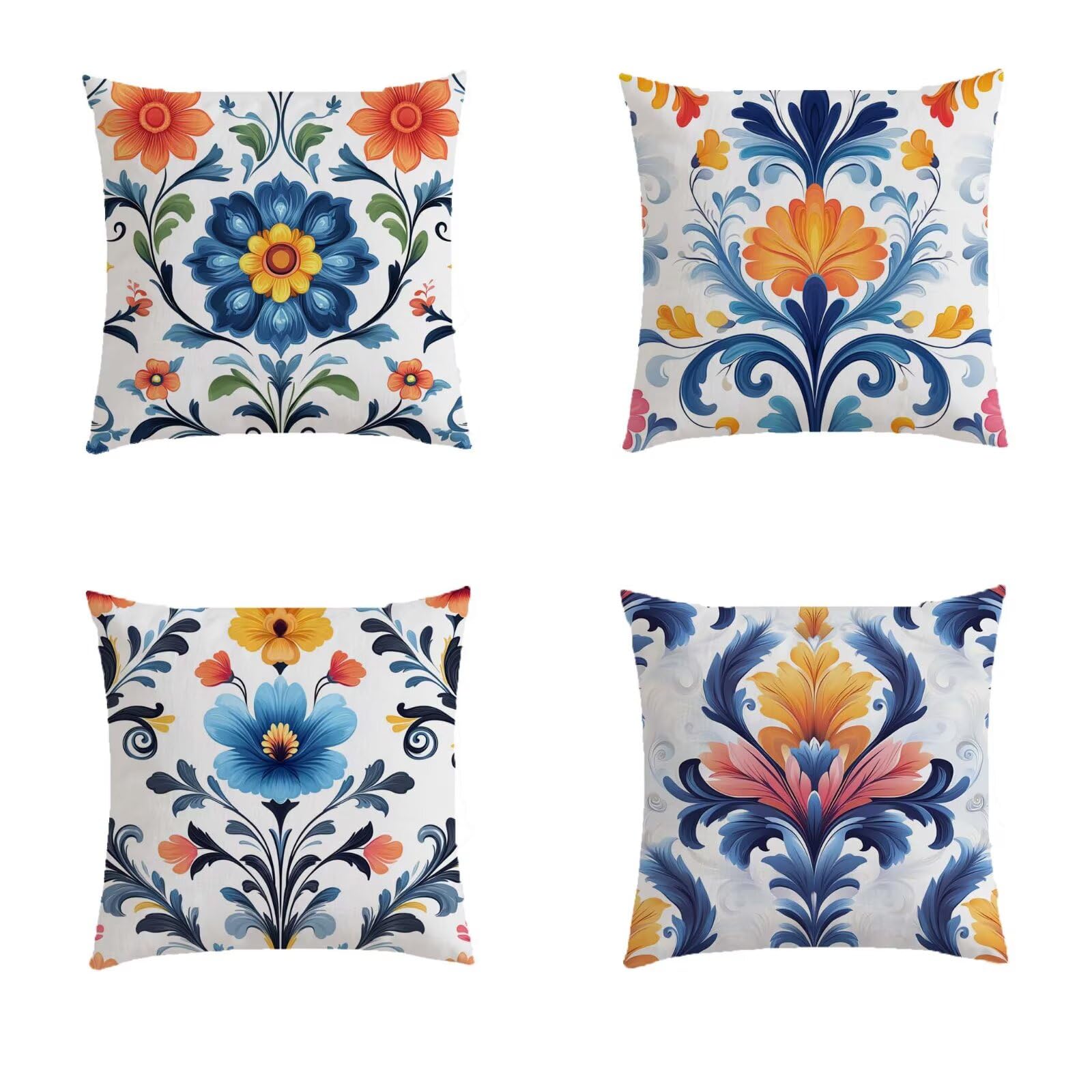 Housse de coussin extérieur bleu marine 45x45 cm imperméable pour salon de jardin, lot de 4 S384