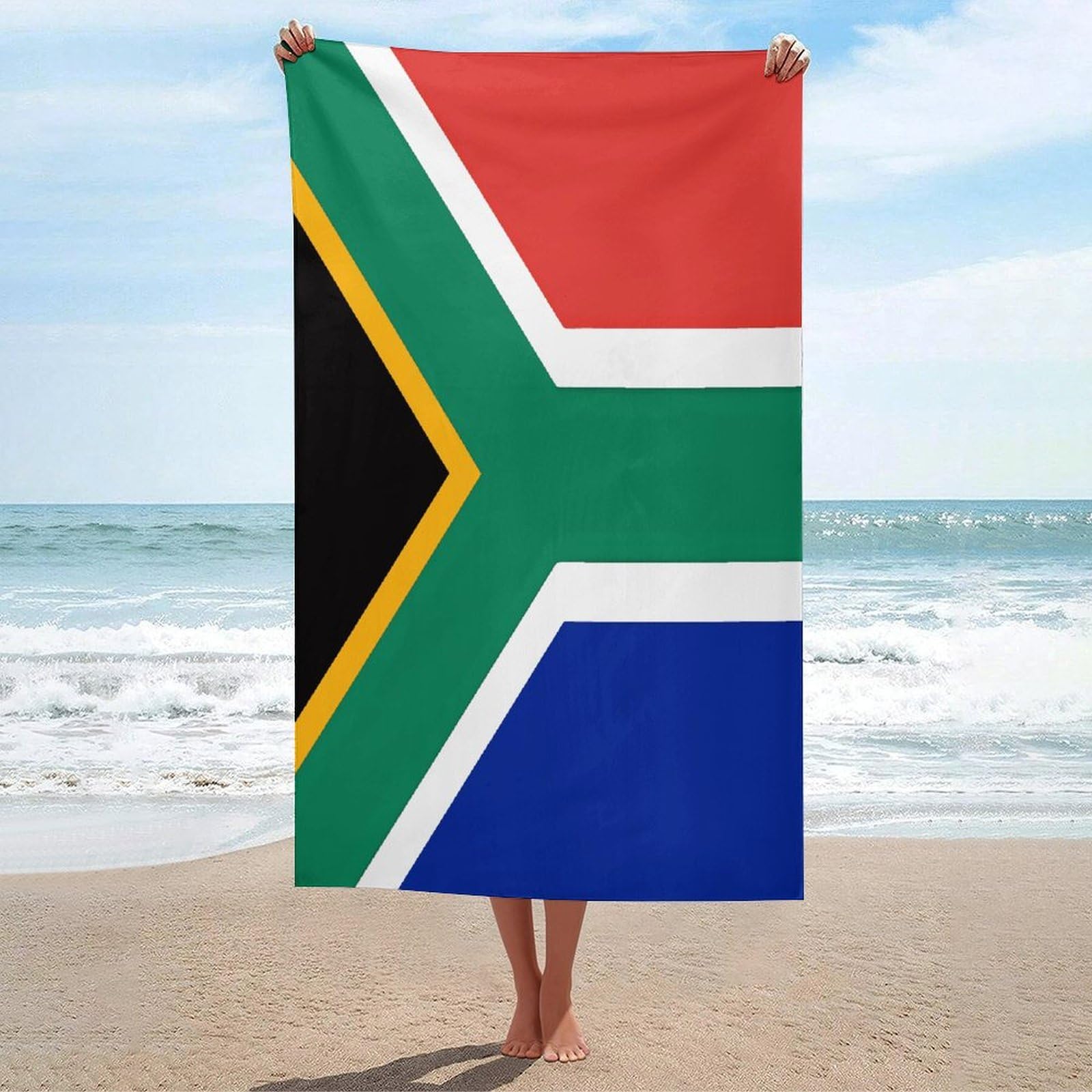 Adfgyerh Unisex Style South Africa Flag Bath Towels Beach Towel Lightweight Quick Dry, Bath Towel For Travel Sports Pool Swimming Bath Camping Yoga Adults130x80cm