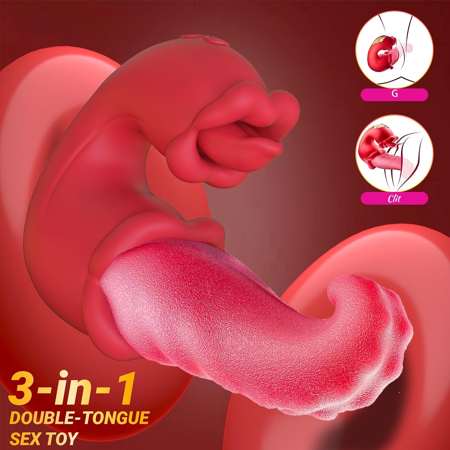 Vibrator Adult Sex Toys for Women - 4 in 1 Tongue Thrusting Vibrators Dildo Rose Sex Toys with 10 Licking Clitoral & 10 Vibration Mode, G Spot Clit Stimulator Tongue Toy for Women Couples Games