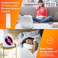 KOVCDVI CD Lejátszó Bluetooth 5.1 Rádióval - 5W Dupla Hangszóró, Távirányító, USB/SD Kártya Lejátszás, FM Rádió, Fehér 6