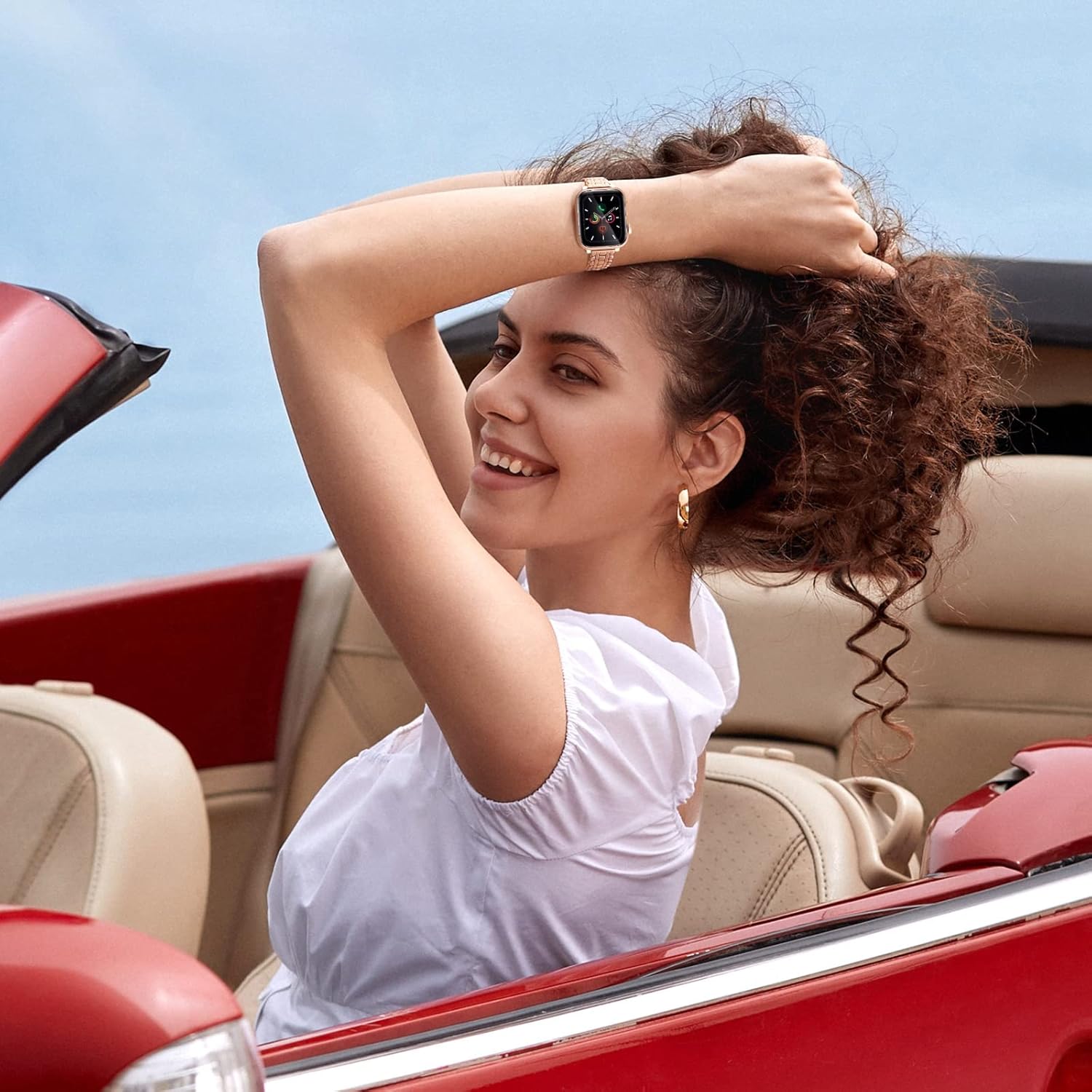 Watch Bands Compatible with Apple Watch Band 38mm 40mm 41mm 42mm 44mm 45mm Iwatch SE Series 8/7/6/5/4/3/2/1 Women Dressy Jewelry Stainless Steel Wristband Chain Strap Link