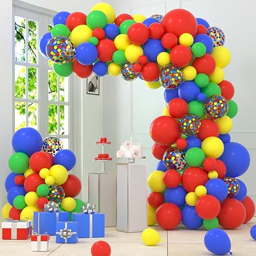 Miniatura 1 de Kit de arco de guirnalda de globos rojo, azul, amarillo, verde, 121 globos rojos, verdes, azules, amarillos, para transporte de juegos de juguete,