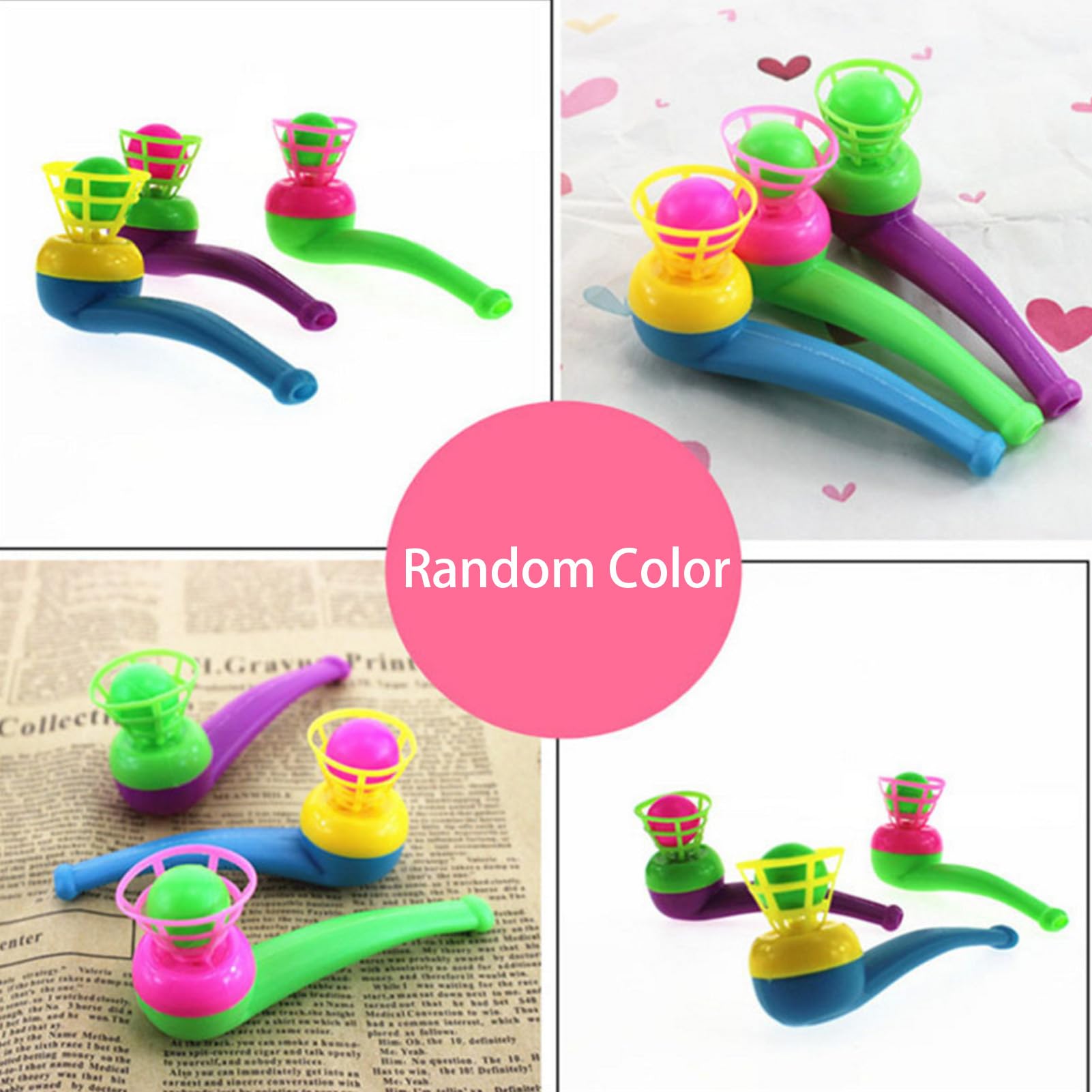 Tubo di soffiaggio galleggiante: soffiaggio ad aria giocattolo con palla galleggiante, dispositivo di gioco sensoriale interattivo, strumento di allenamento di coordinazione, design e sicuro