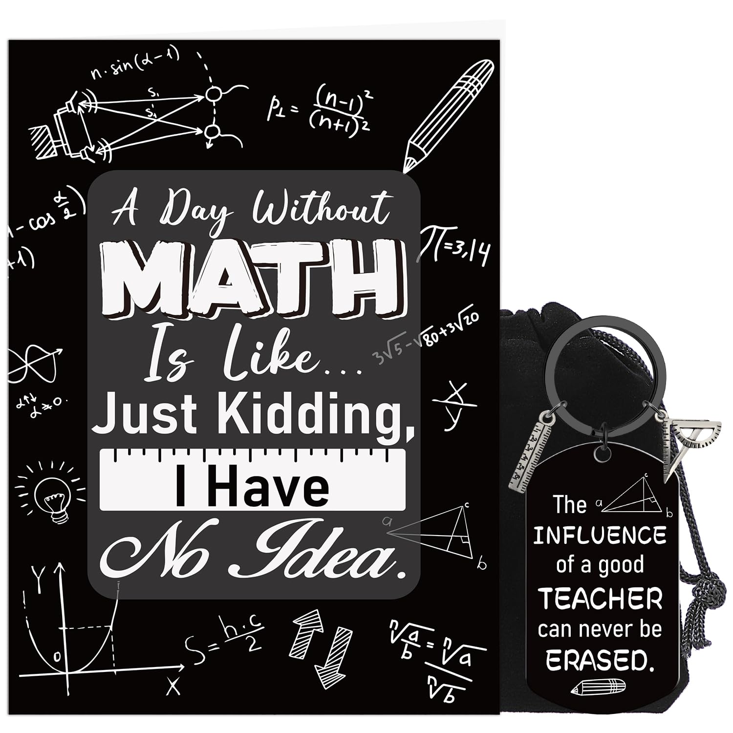 Math Teacher Card Gift - Funny Greeting Card Keychain Appreciation Gifts for Math Teachers Professors Tutors on Teacher Appreciation Week End of Year Birthday, Christmas