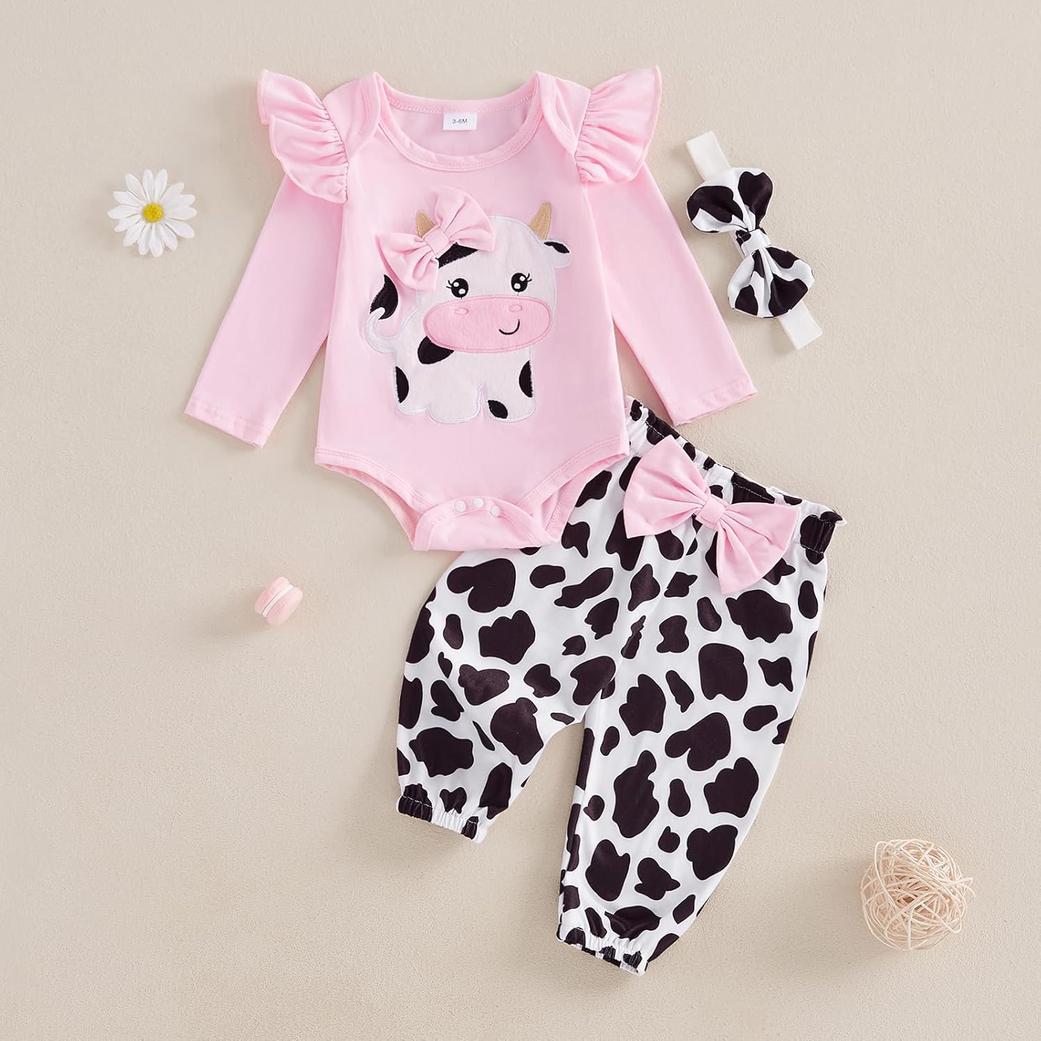 Baby Girl Clothes Newborn Girl Long Sleeves Romper Pants Headband Set Infant Outfits 3Pcs Spring Clothing - Image 2