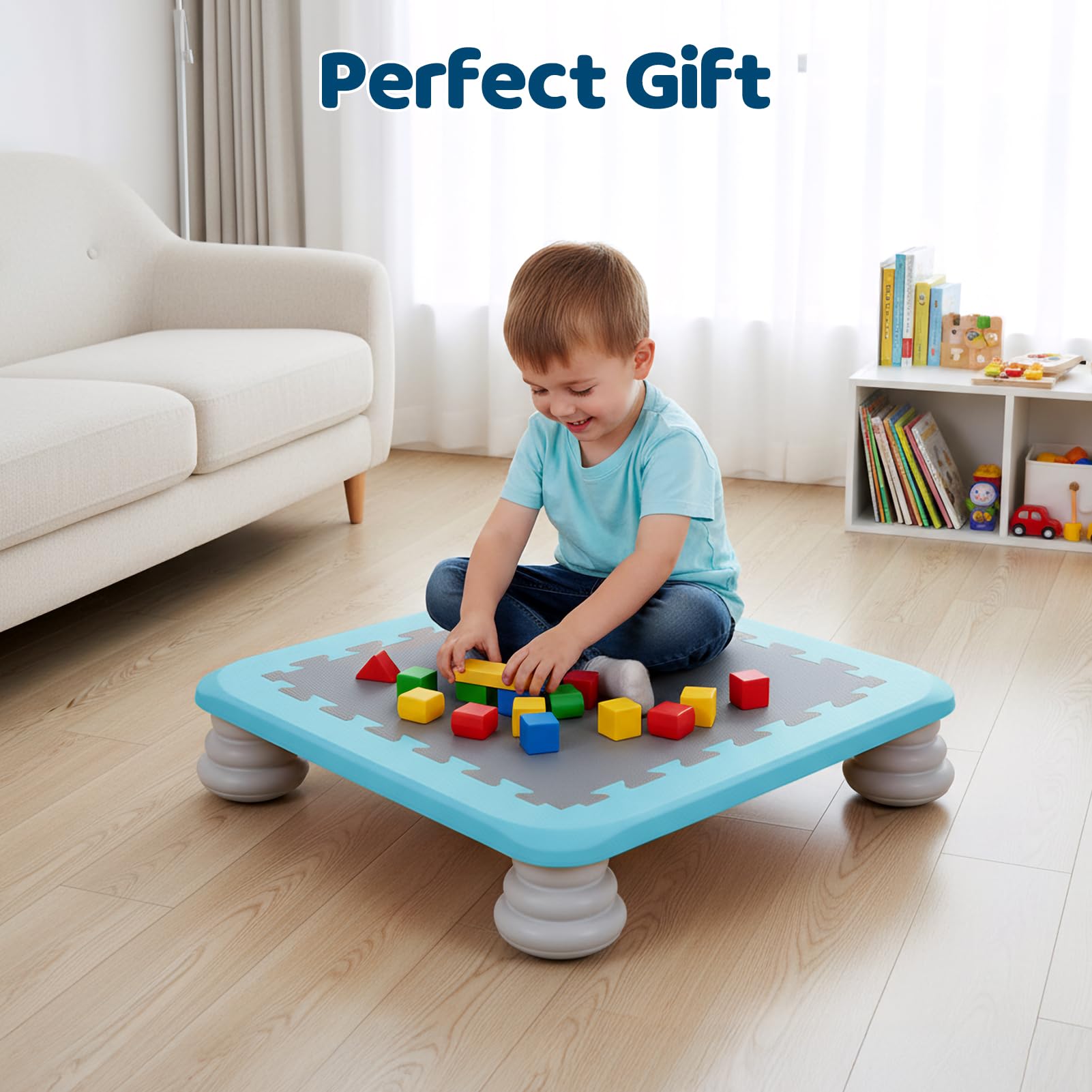 Mini trampolín para niños, rebote interior, trampolín sensorial antideslizante, tabla de rebote para entrenamiento de integración sensorial, juego activo compacto en interiores y exteriores, capacidad