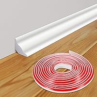 Frienda 16.4ft Peel and Stick Baseboard Trim - Flexible TPE Self-Adhesive Molding for Floor Edges, Bathroom, Kitchen Countertops (White)