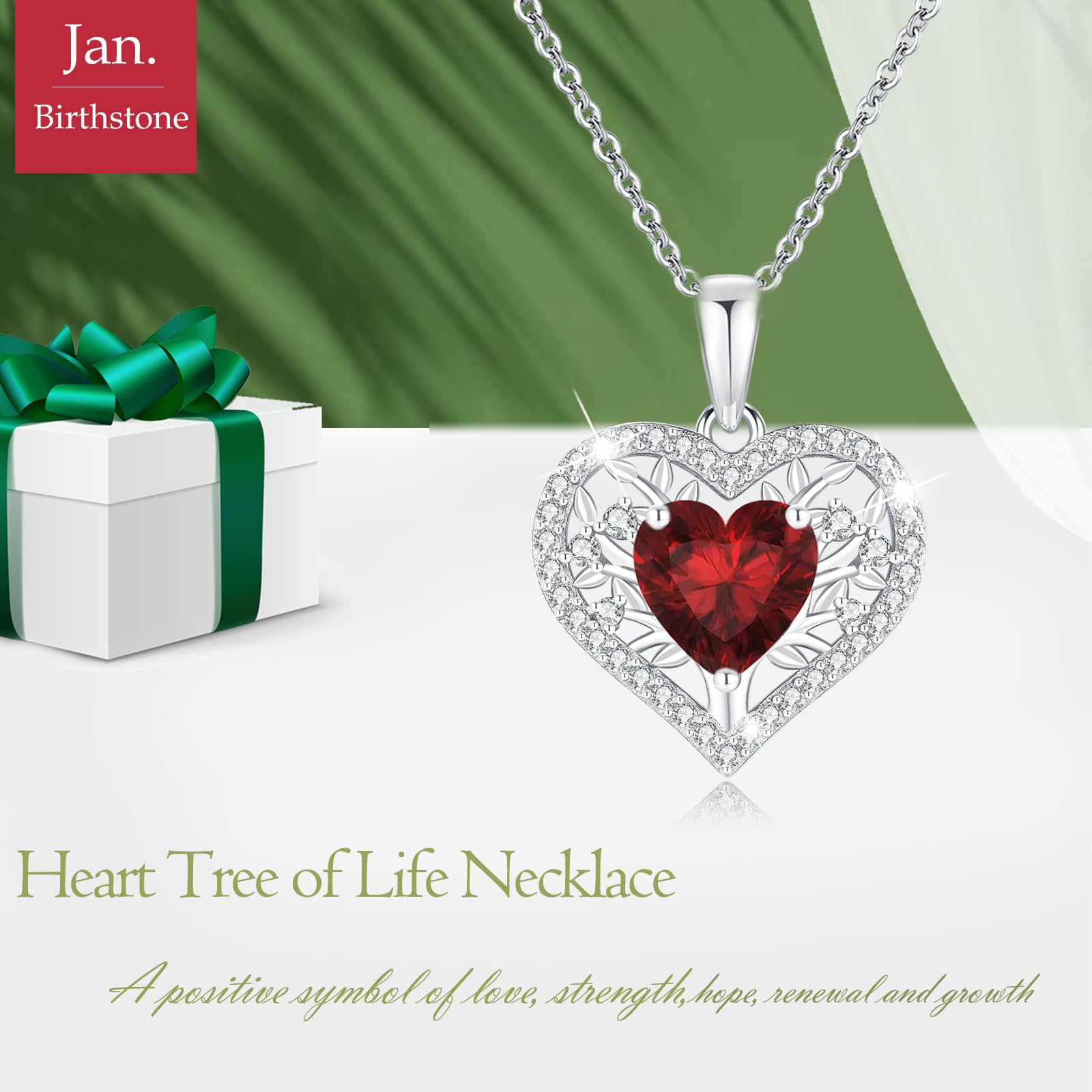 LAVUMO Collana Donna Argento Sterling 925 Ciondolo Albero Della Vita Cuore Gioielli con Pietra di Zirconia Cubica Regalo per Donne Fidanzata, Mamma, San Valentino Natale Regalo