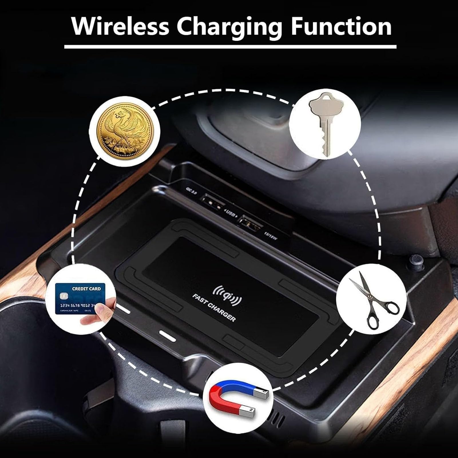 Cargador De Coche Inalámbrico para Toyota Highlander 2015-2021,Cargador De Teléfono De Carga Rápida,Cargador De Teléfono Qi De 15 W,Accesorio De Consola Central