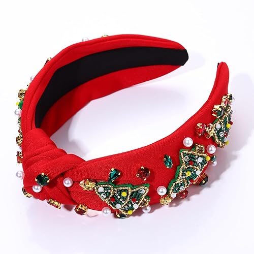 Vista 108 de Diadema de Navidad para mujer, accesorios de Navidad con cuentas, arco de Navidad, copo de nieve, diadema anudada HOHOHO, rojo y verde, perla