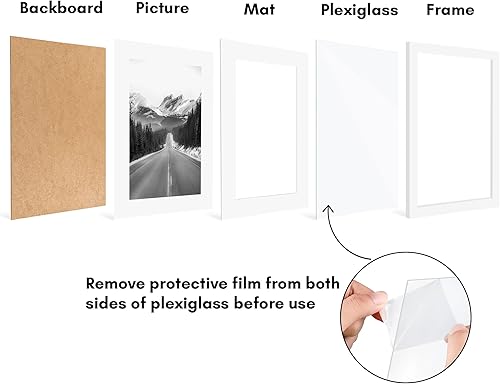Vista 42 de Americanflat Portarretratos de 5 x 6 pulgadas con plexiglás pulido, juego de 5 portarretratos de 2 x 3 pulgadas con paspartú o para fotos de 5 x 6