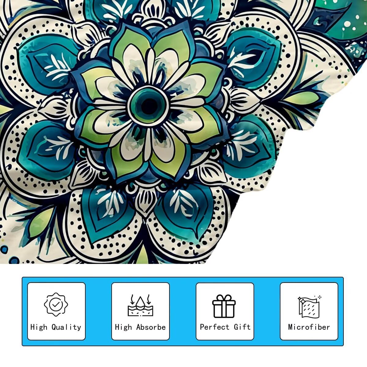 Telo Mare Microfibra, Telo Mare Grande 100x200cm 2 Pezzi, Asciugamano Palestra Donna Asciugatura Rapida, Antisabbia Asciugamano Microfibra, Leggero Asciugamani Palestra per Regalo (Mandala) -4322