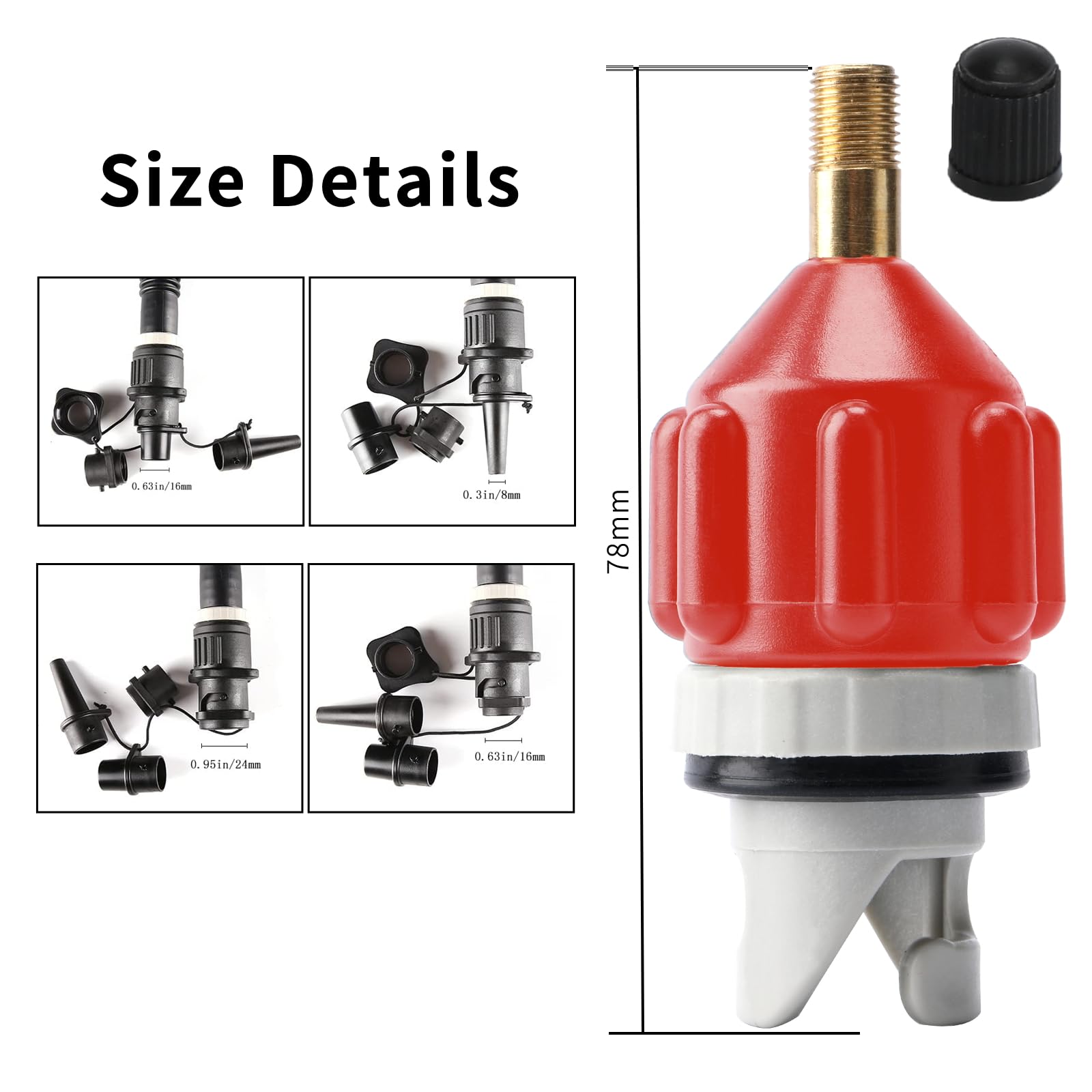 yuejuhe SUP Pump Adaptor Converter, Paddle Board Pump Adaptor with 4 Air Valve Nozzles - Image 2