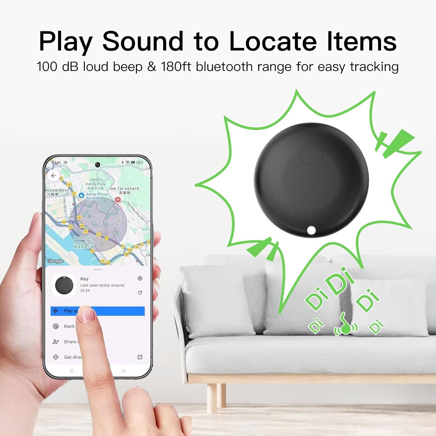 RAINDROPS Air Tracker Tags for Android, Air Tags-4 Pack Bluetooth Tracker Works with Google Find Hub, Item Finder for Keys, Luggage, Wallet, Pets (Android Only, Black, 4 Pack) - Image 5