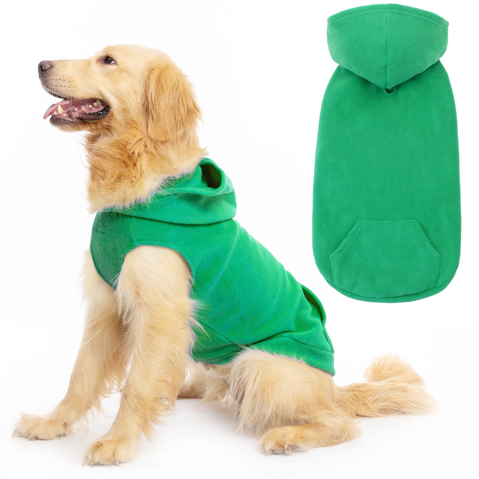 EXPAWLORER Dog Hoodie Fleece Sweater Vest, Hooded Dog Sweatshirt Fall Winter Pet Clothes with Leash Hole, Sleeveless Warm Cozy Puppy Clothing for Cat