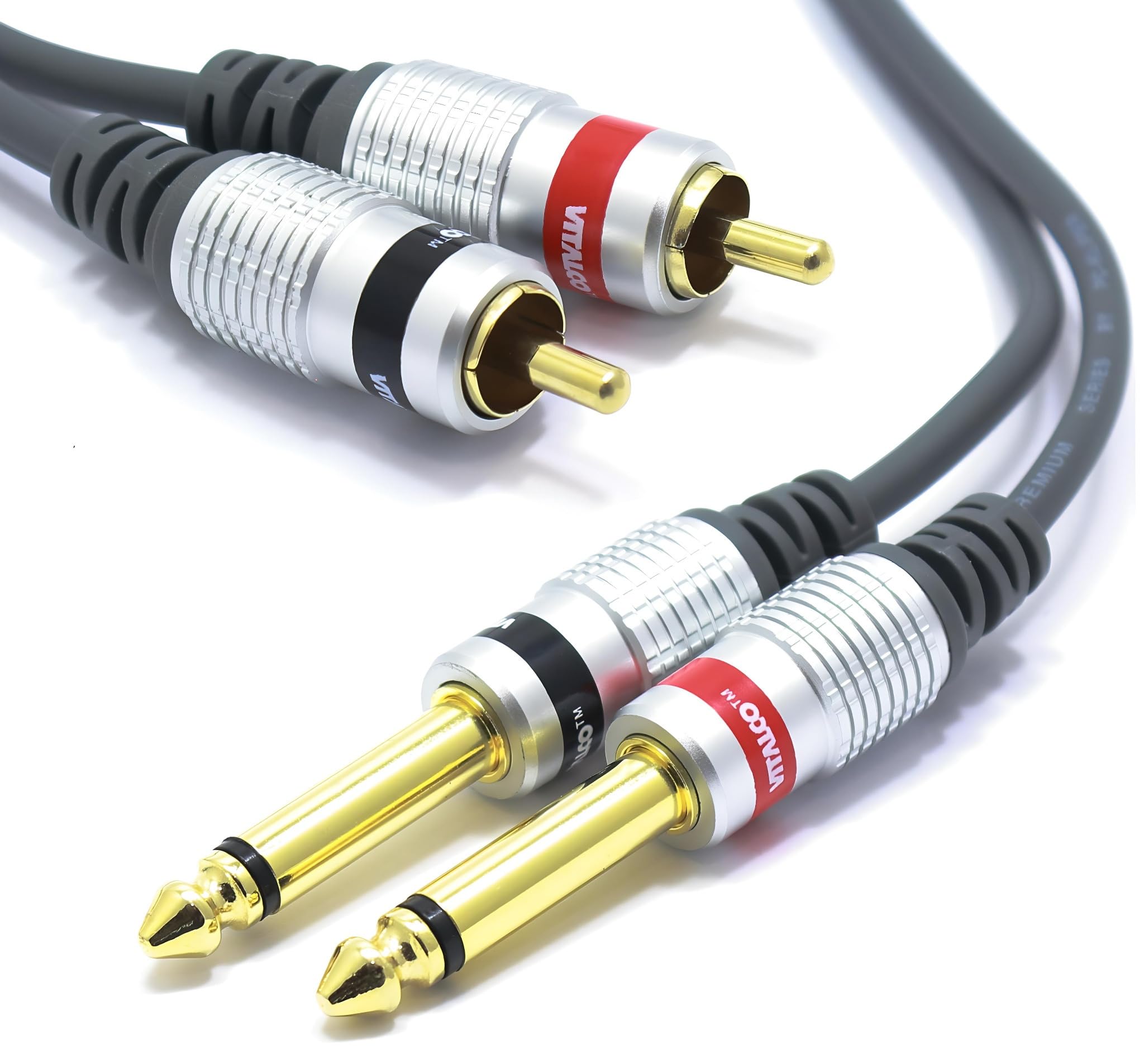 VITALCO Jack 6.35mm vers RCA Câble 7.5m Double Cinch Mâle vers 2X Jack 6.35 Connecteur Adaptateur