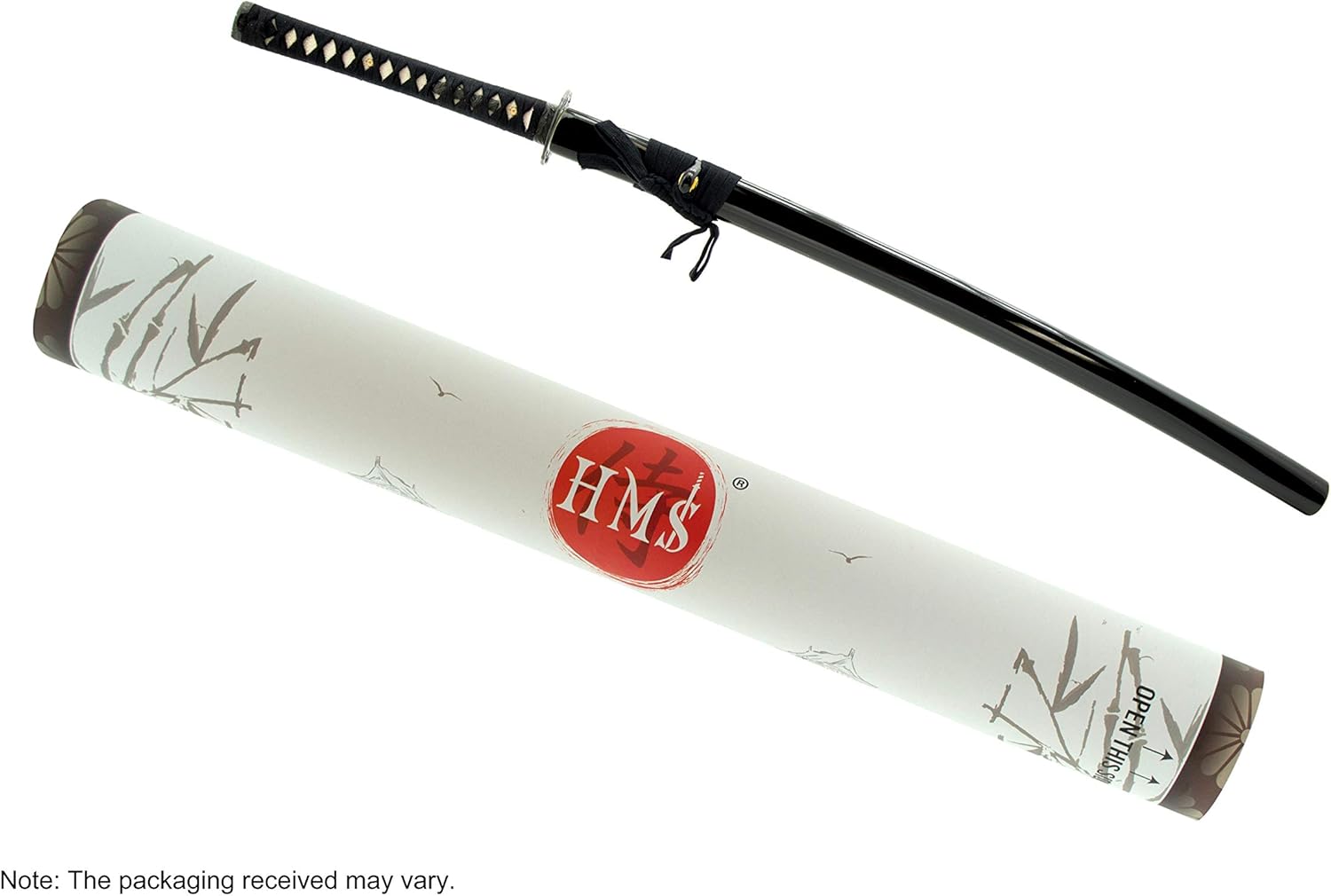 HMS Unsharpened Iaito Trainging Wakizashi Sword, Handmade, Aluminium Alloy Blade, Full Tang, Brass Fittings, Alloy Bamboo Design Tsuba, Black Scabbard