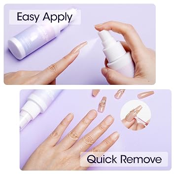 Gellen 2 Pack 60ML Solid Gel Nail Glue Remover Spray For Press-on Nails, Nail-friendly Glue-off Remover for Artificial False Acrylic Nails, Acetone Free Nail Glue Debonder with Stick