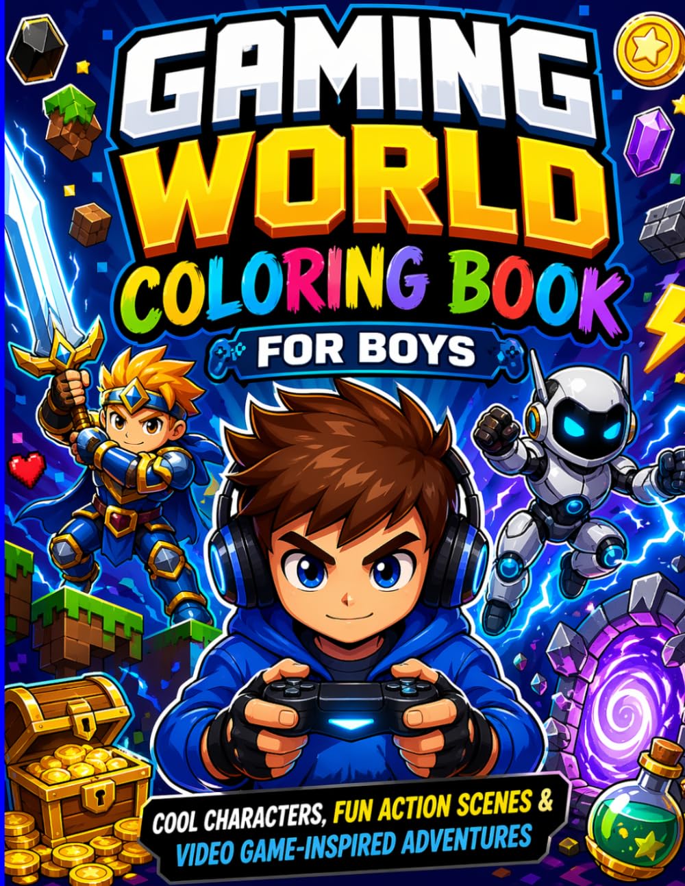 Gaming World Coloring Book for Boys: Cool Characters, Fun Action Scenes