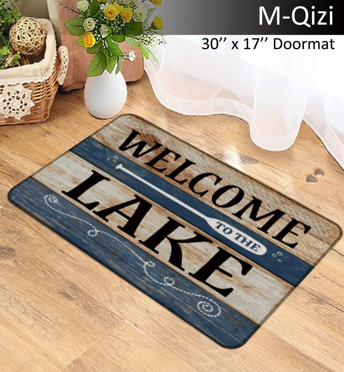 Lake Life Decor Set - 1 30''x 17'' Outdoor Doormats 1 18x18 Pillow Cover, Lake House Decor, Lake House Indoor Non-Slip Doormat, Lake House Gifts, Lake Themed Decor
