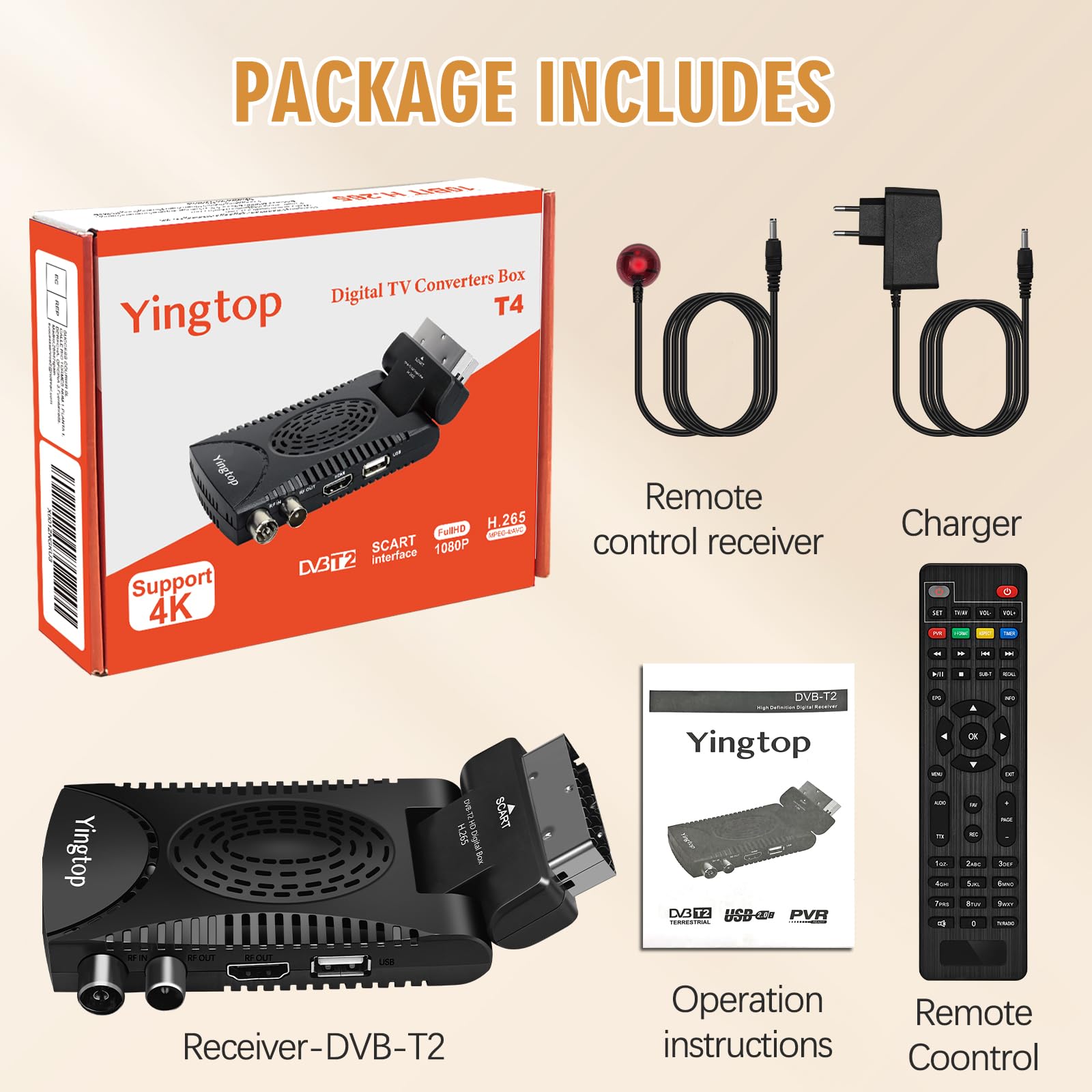 Mini Decodificador TDT HD - DVB-T T2 H.265 HEVC Full HD PVR, USB, HDMI, SCART,Sintonizador de televisión Digital Terrestre, Compatible con HEVC 265 - Digital Full HD 1080p/ Dolby/MPEG-2/4, H.265