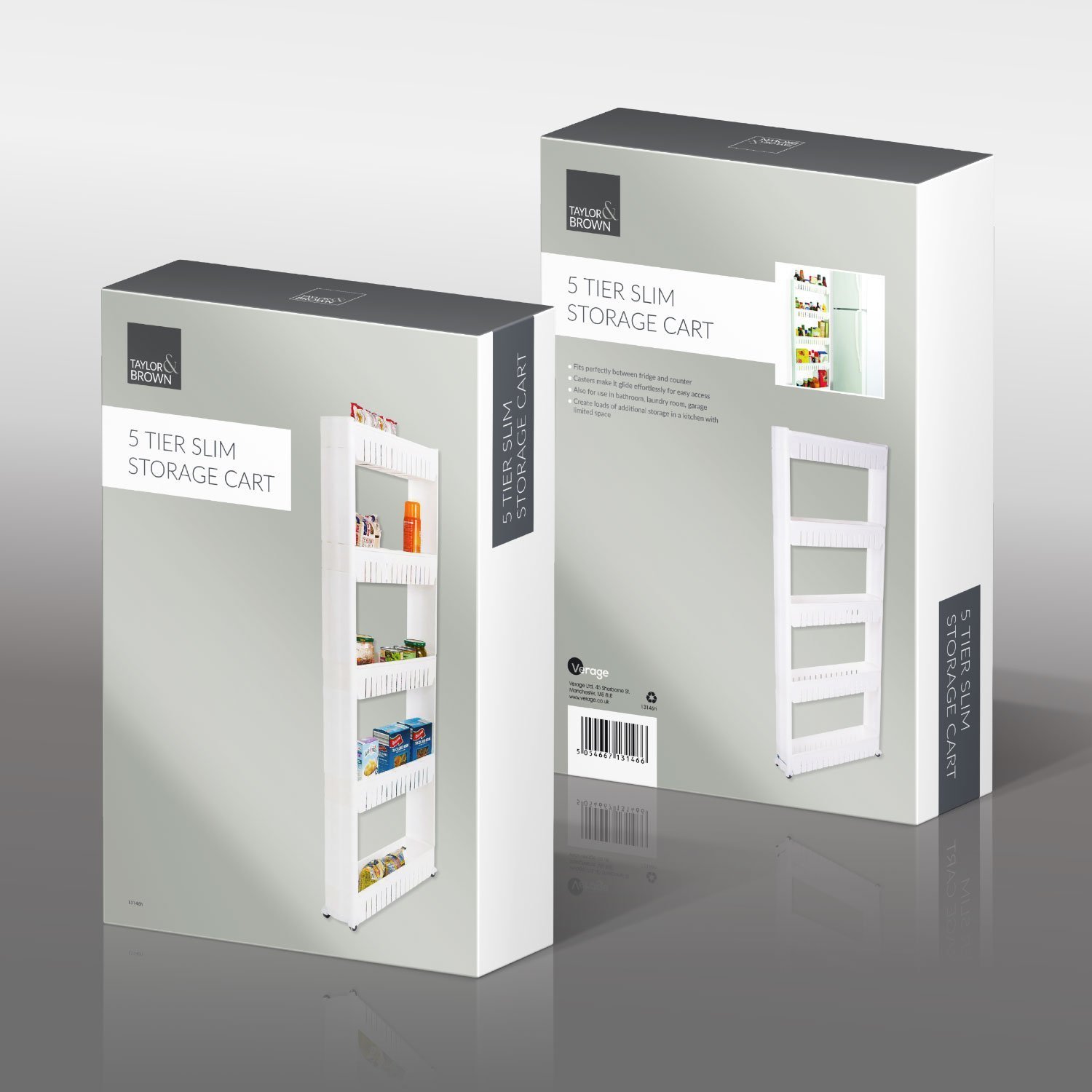 Taylor & Brown 5Tier Slim Slide Out Kitchen Trolley, Storage Shelf