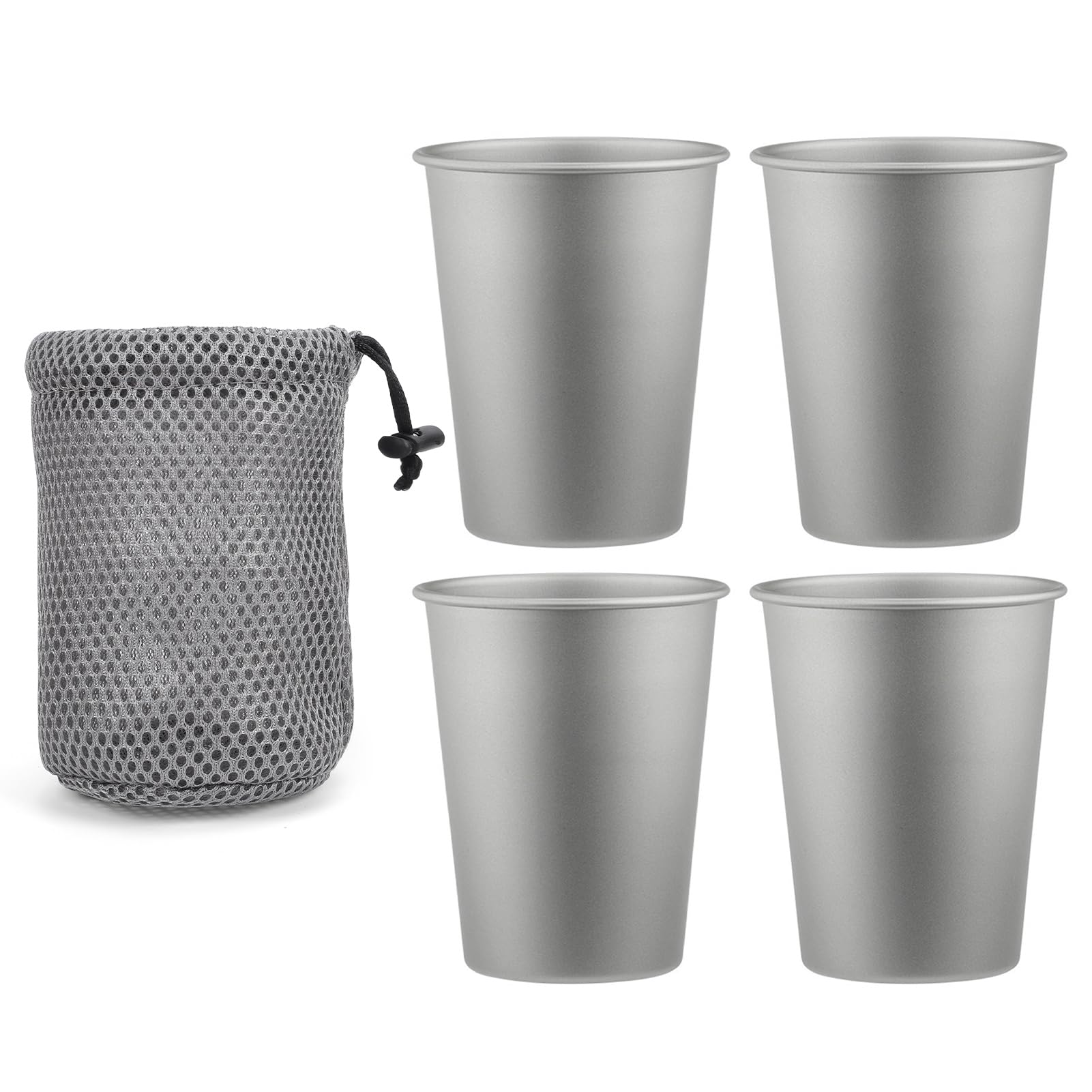 RiToEasysports Kubki do Picia, Lekkie i Trwałe 320 Ml Naczynia Kempingowe Pure Ti o Pojemności 320 Ml do Zimnych Napojów (4PCS)