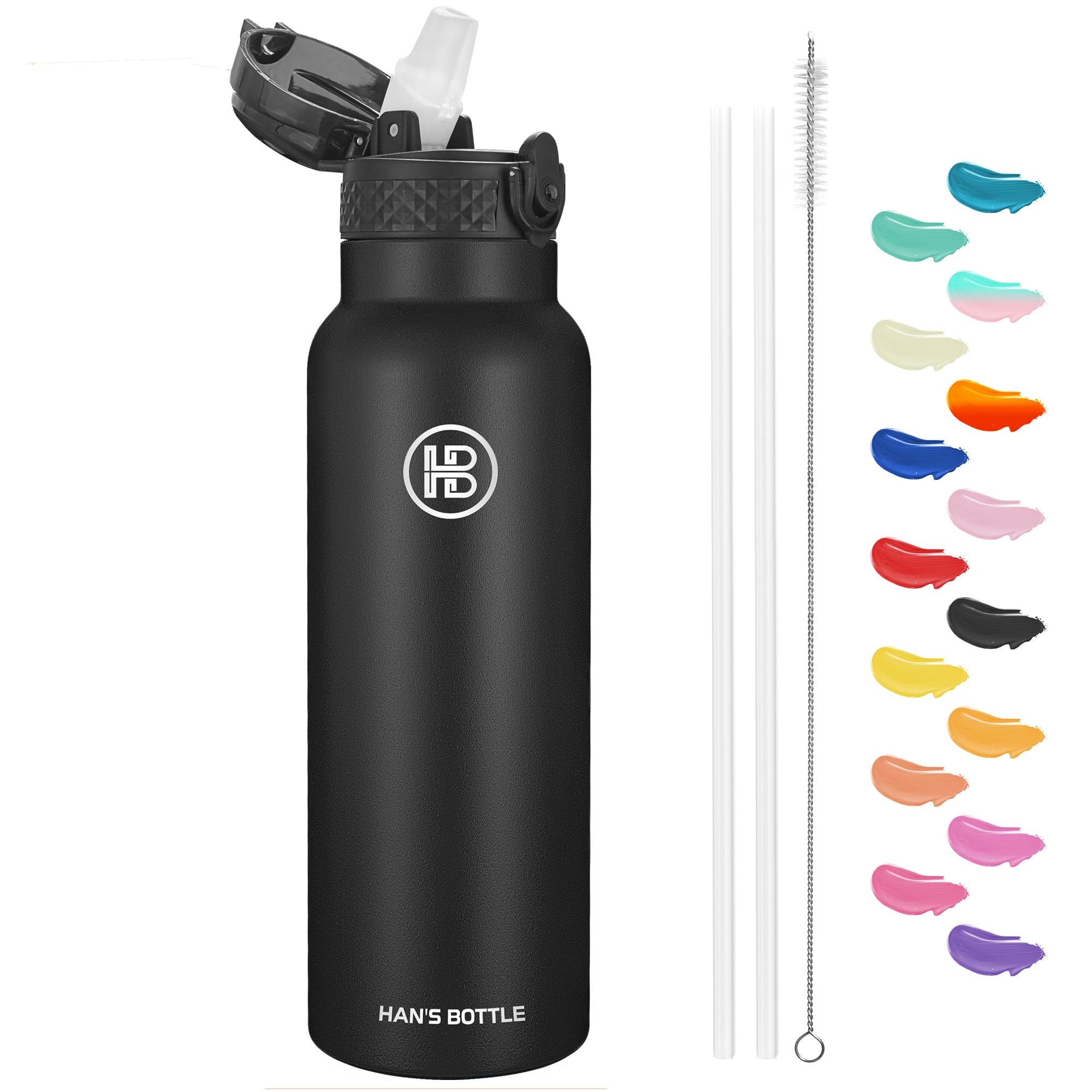 Amazon.com: Han's Bottle Sports Water Bottle - 24 Oz, Straw Lid