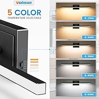 Vista 3 de VOLISUN Modern Bathroom Vanity Light 24 inch, Rotatable, 14W Dimmable 5CCT Led Bathroom Light Fixture Over Mirror, Black Bar Vanity Light for