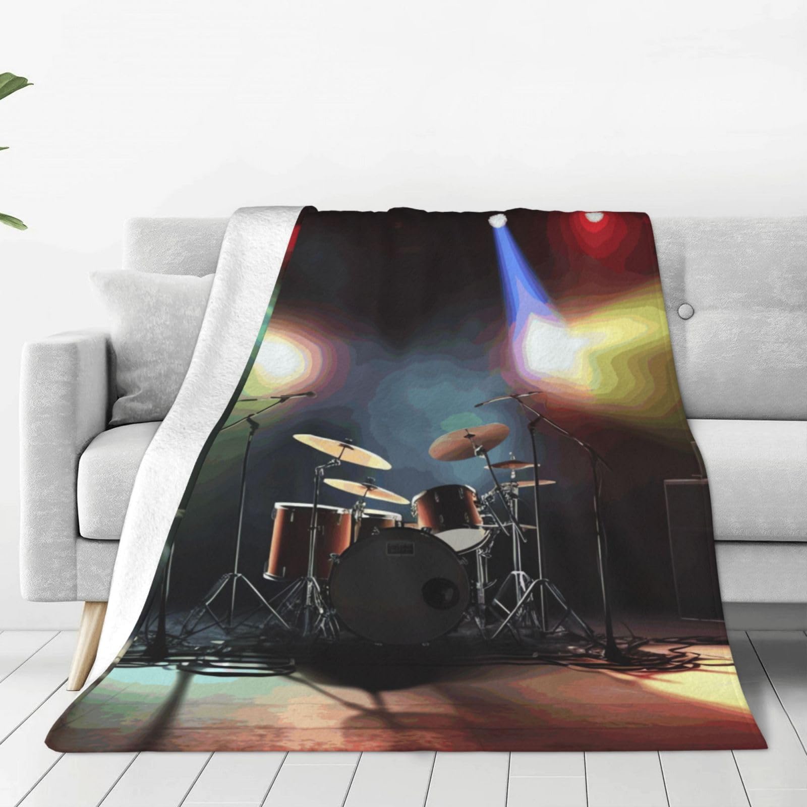 PAQOLSMCKR Throw Blanket 60"x50" Bed Blanket rock band stage Flannel Blankets for Sofa Reversible Plush Blanket Soft Cozy Throw Blankets for Couch Camping All Seasons