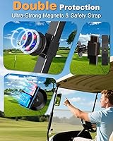 Vista 4 de Soporte magnético para carrito de golf con imanes fuertes y correa de seguridad, doble protección, apto para Magsafe iPhone/Galaxy/Google Pixel